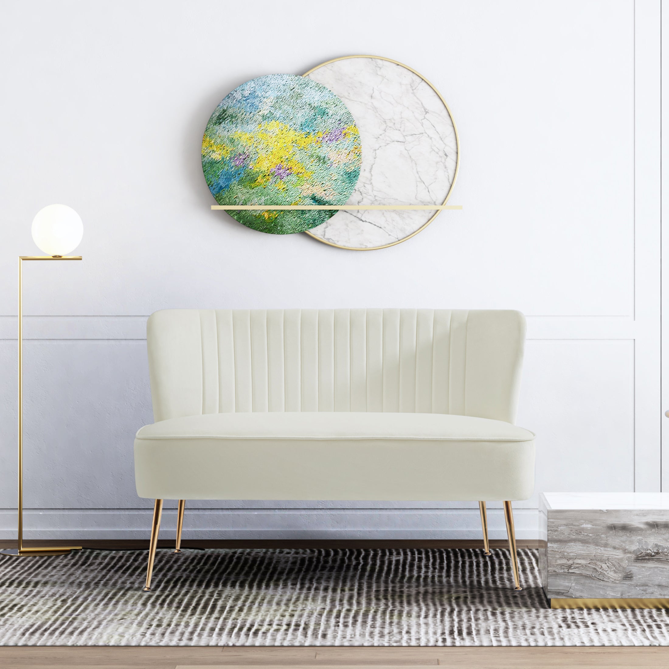 Alaia 46" Wide Upholstered Velvet Love Seat Sofa