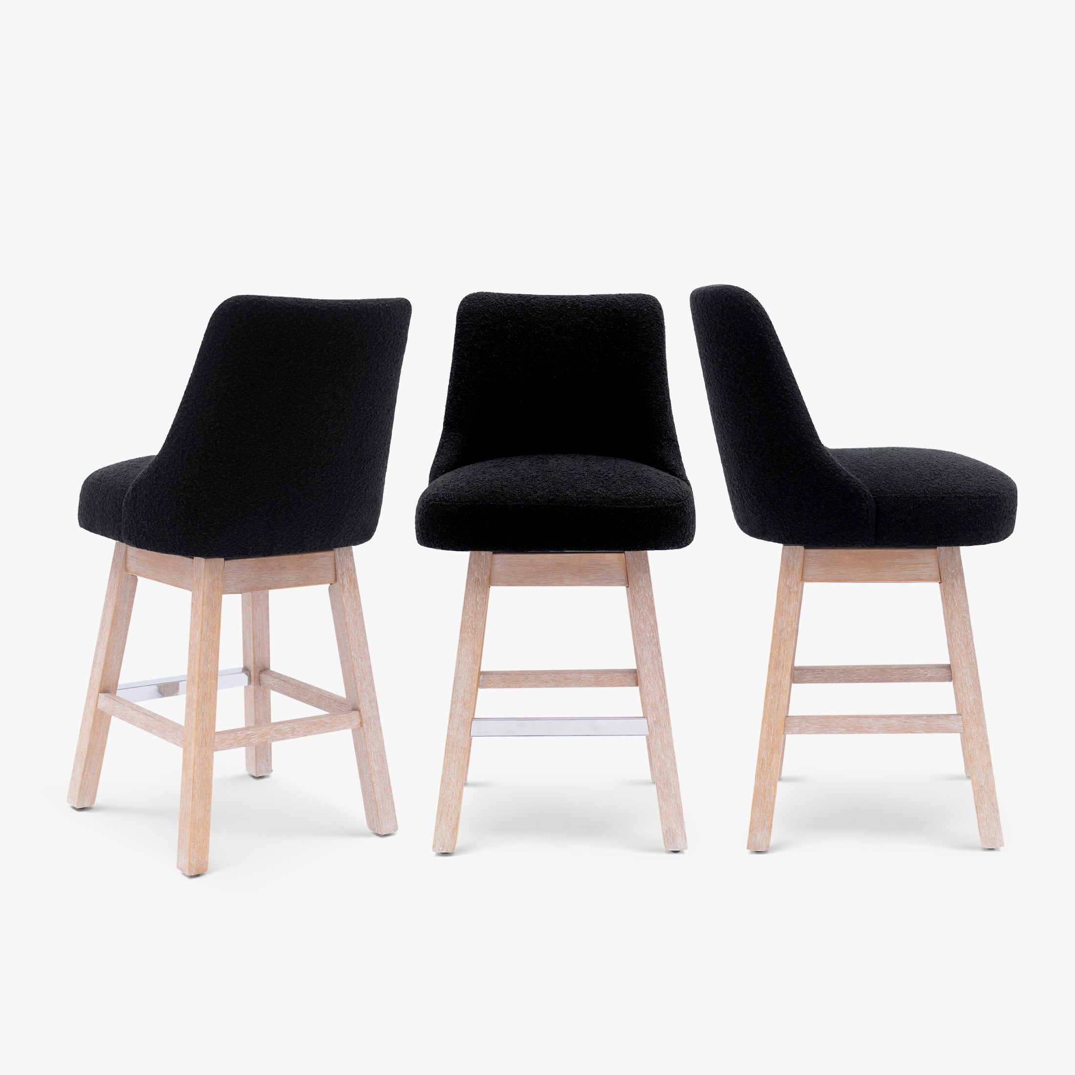 Amélie 26" Upholstered Swivel Counter Height Bar Stools (Set of 3)