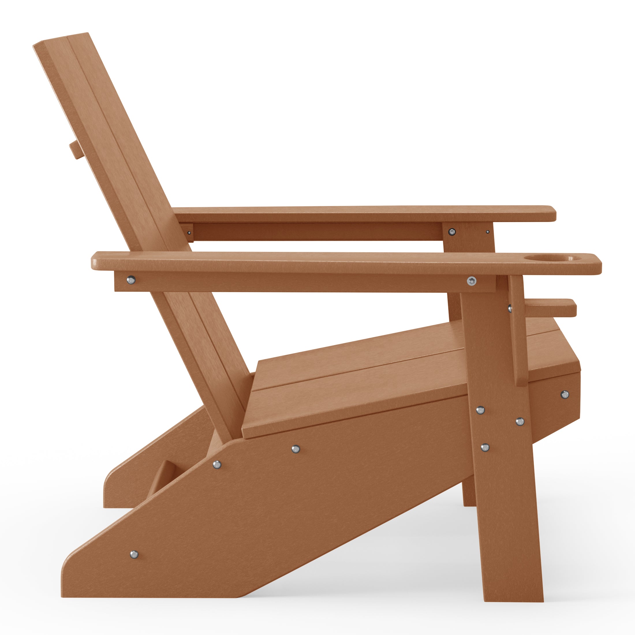 Seaview Outdoor HDPE Modern Adirondack Chair with Cup Holder