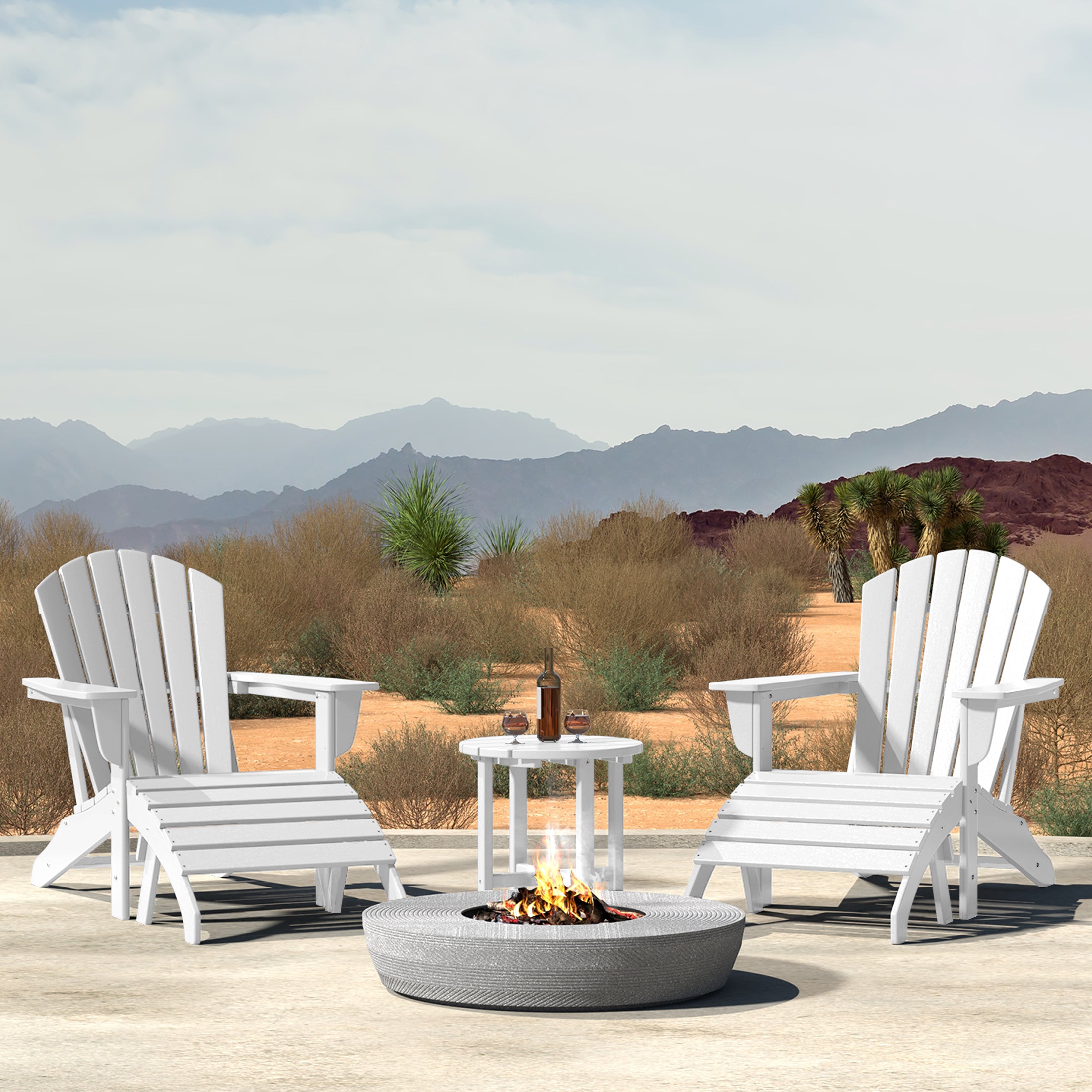 Portside Outdoor Adirondack Chair With Ottoman And Side Table 5-Piece Set