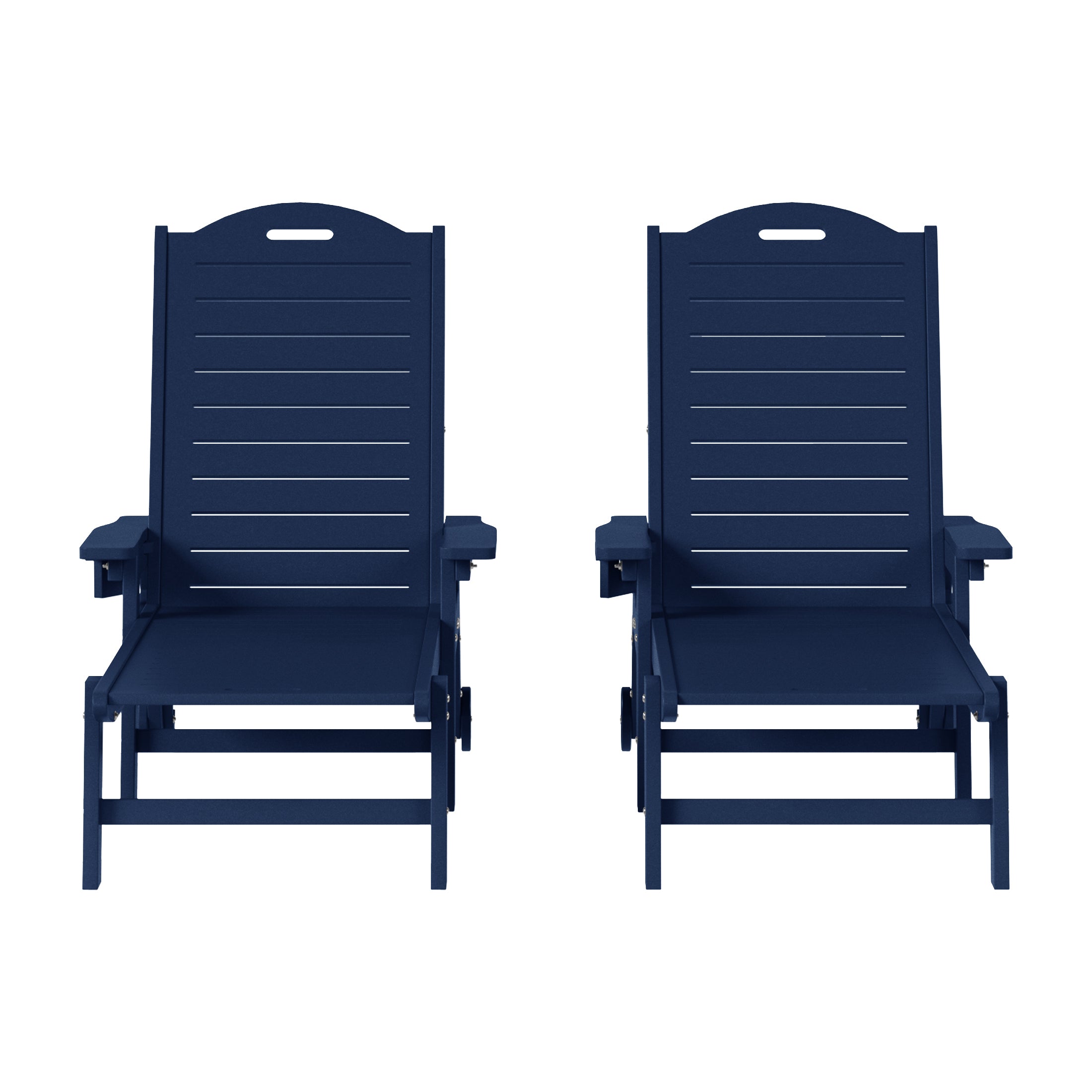 Lago Outdoor HDPE Patio Chaise Lounges With Wheels & Cup Holder (Set of 2)