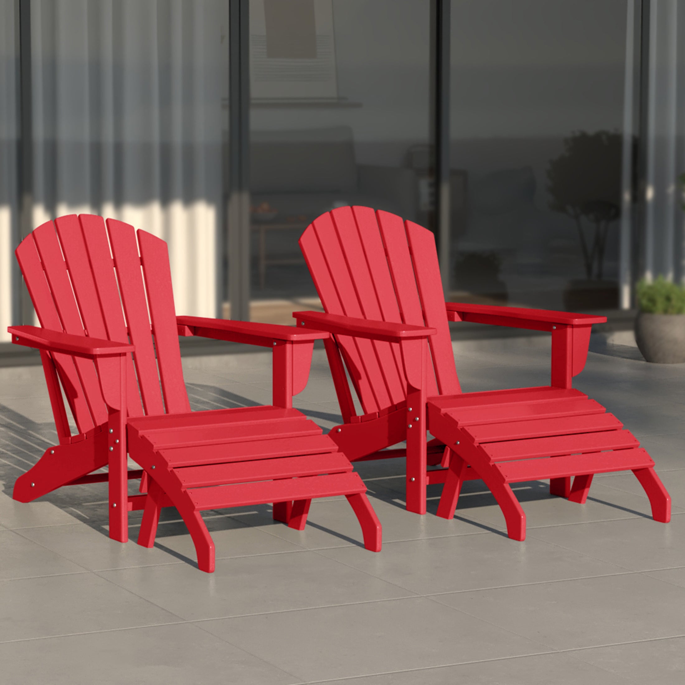 Portside Outdoor Adirondack Chair With Ottoman 4-Piece Set