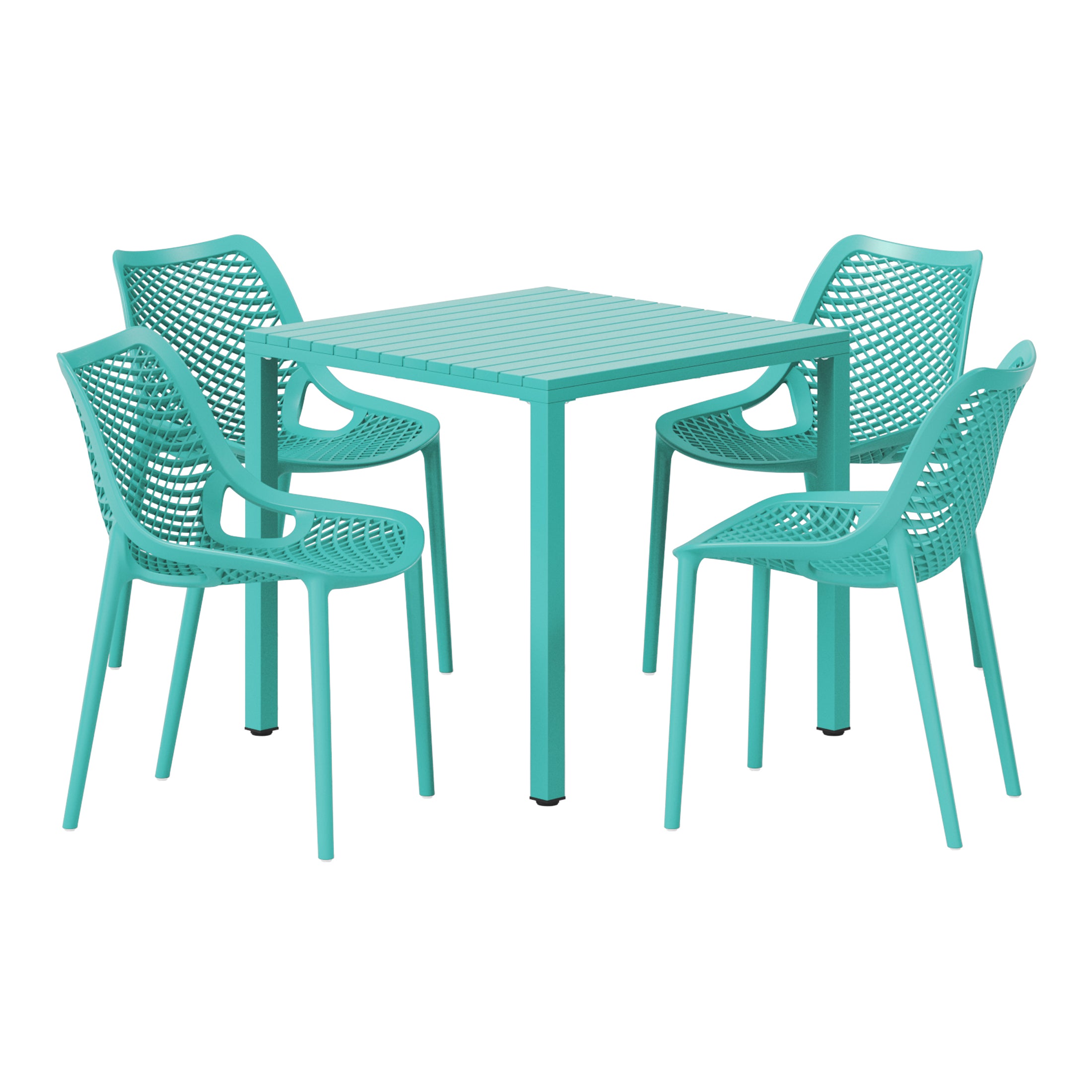 Sunshine 5-Piece Outdoor Patio Metal Frame Dining Table Set with Stackable Patio Dining Chairs