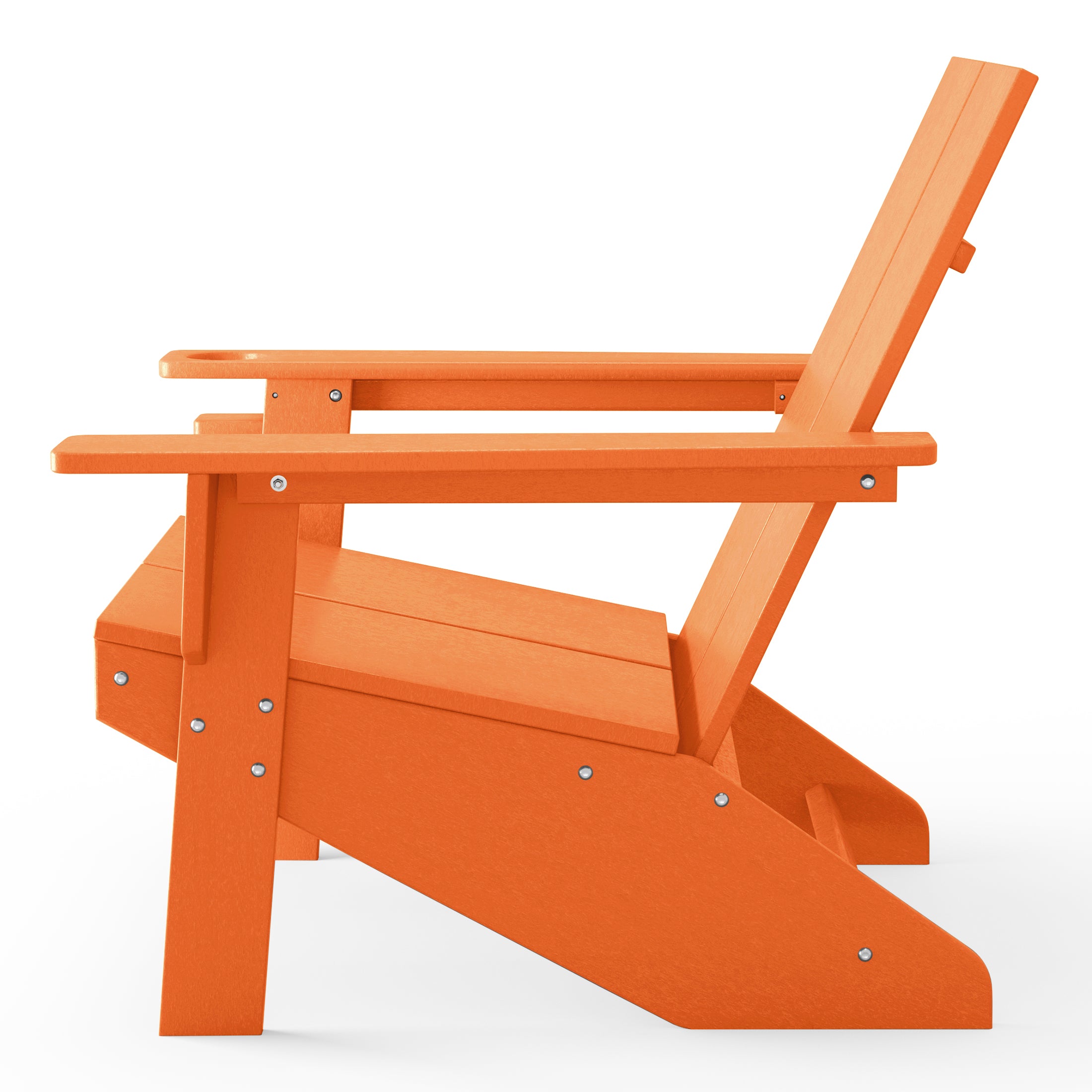 Seaview Outdoor HDPE Modern Adirondack Chair with Cup Holder