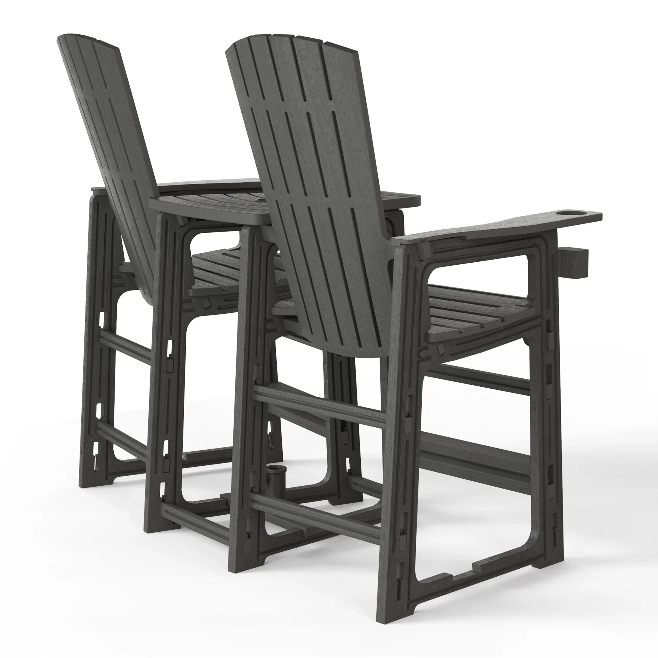 Cayman Outdoor Tall Adirondack Chairs With Connecting Table Tray (Set