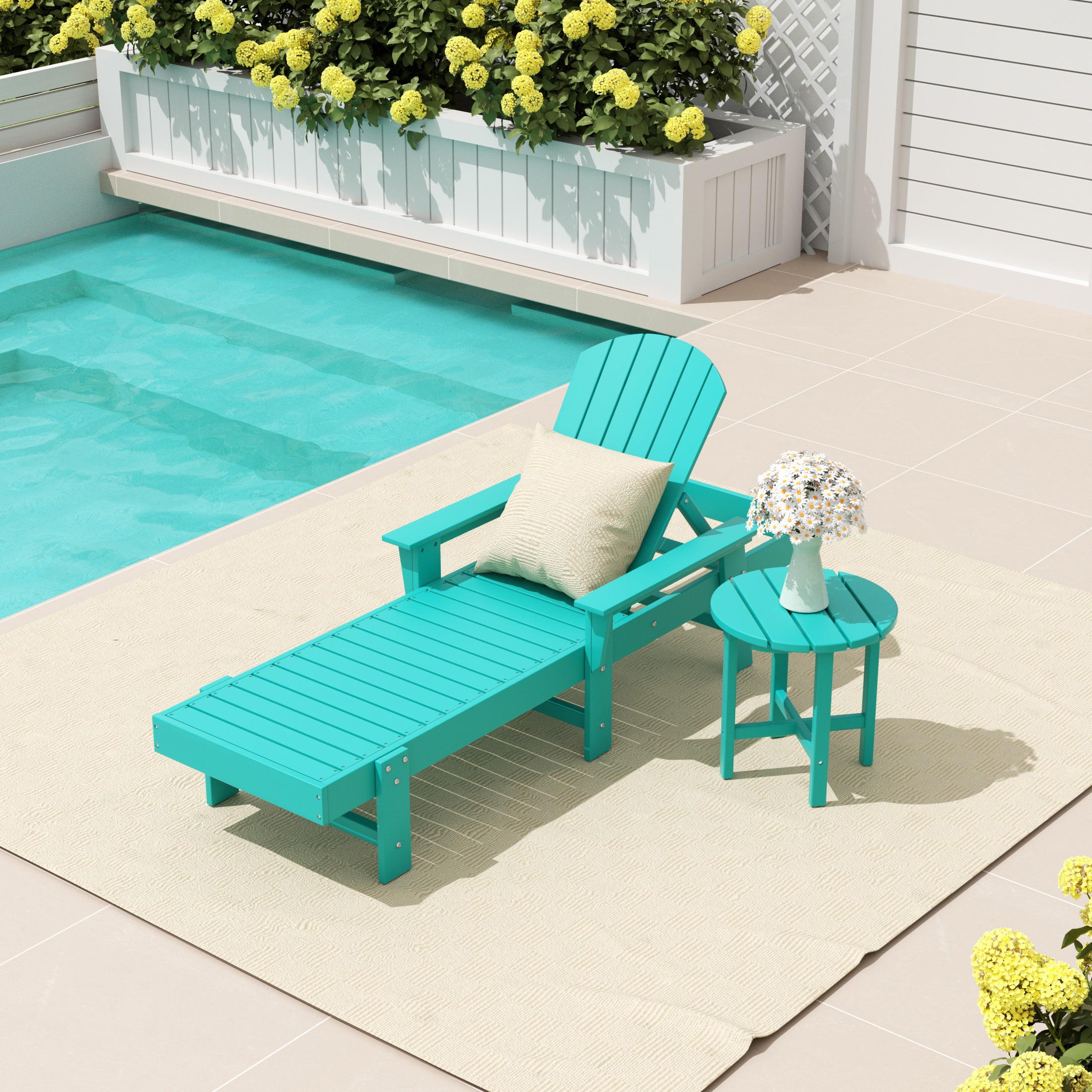 Portside 2 Piece Adirondack Reclining Chaise Lounge With Arms