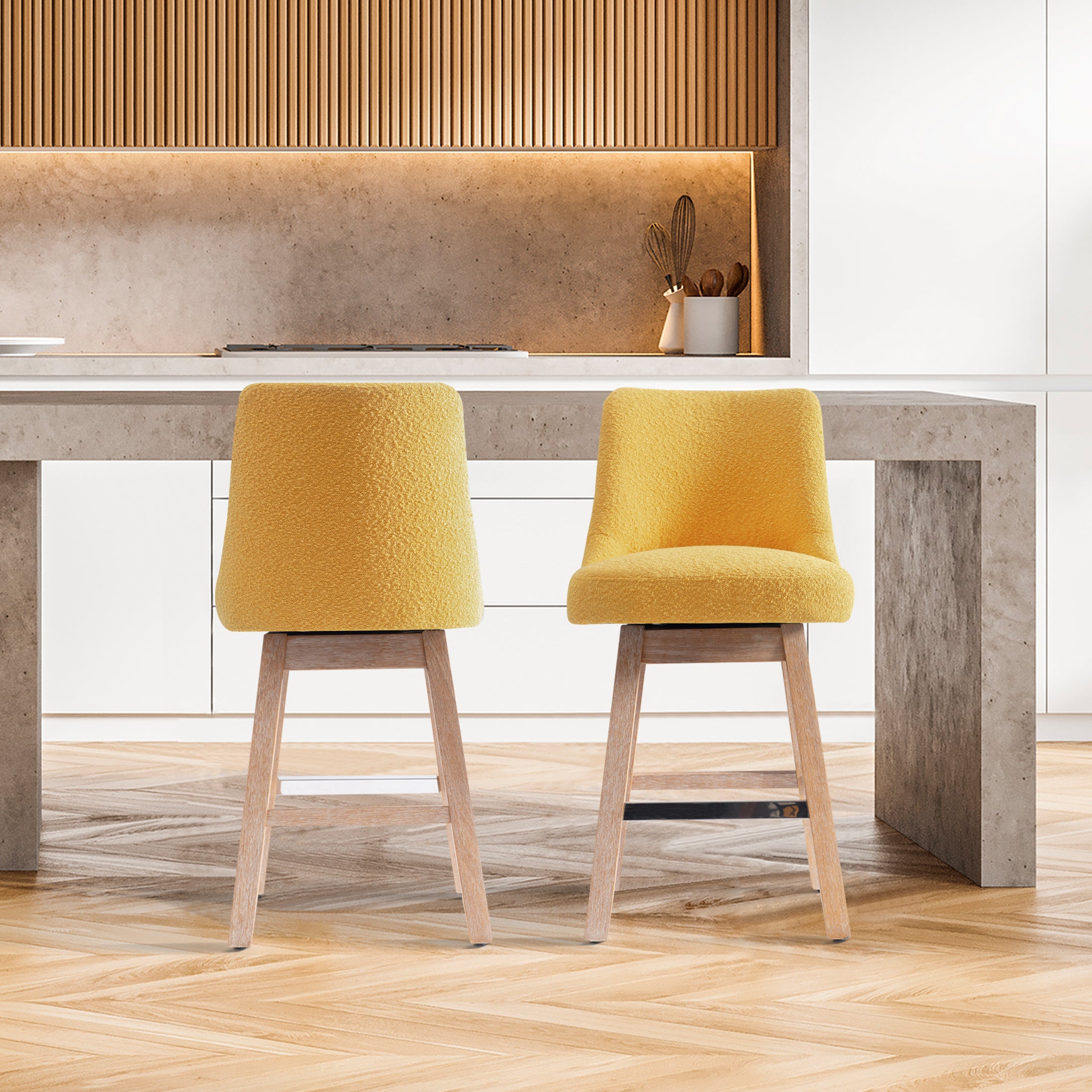Amélie 26" Upholstered Swivel Counter Height Bar Stools (Set of 2)