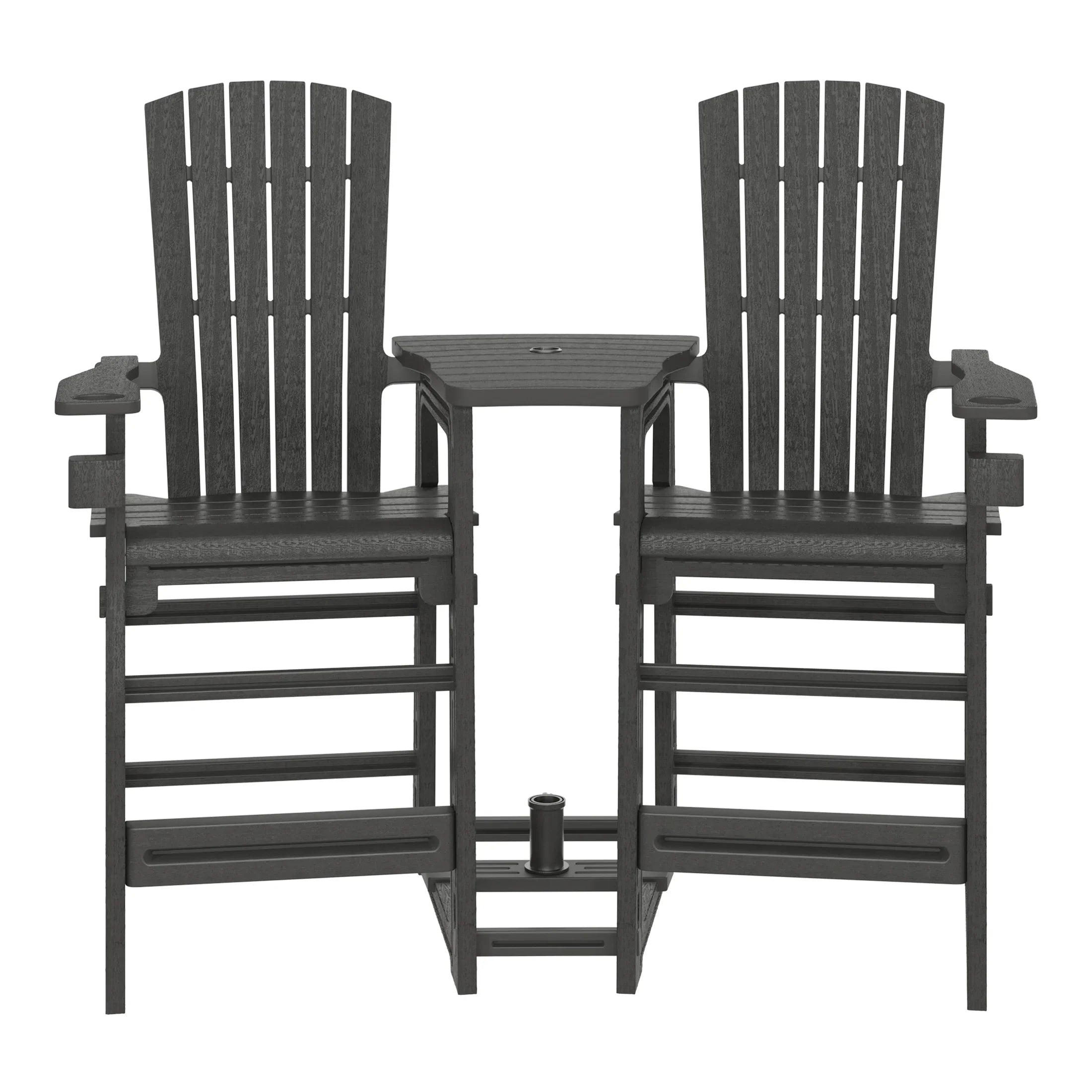Cayman Outdoor Tall Adirondack Chairs With Connecting Table Tray (Set