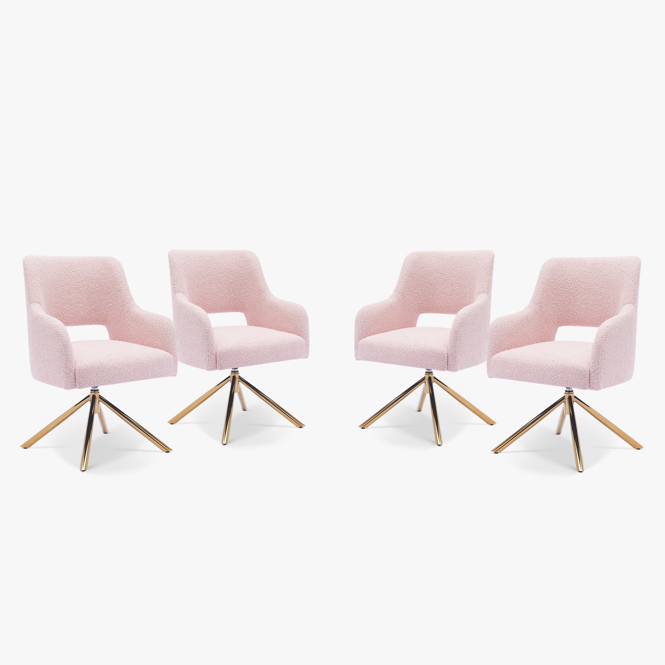 Amélie Mid-Century Modern Wide Boucle Swivel Accent Arm Chair (Set of 4)