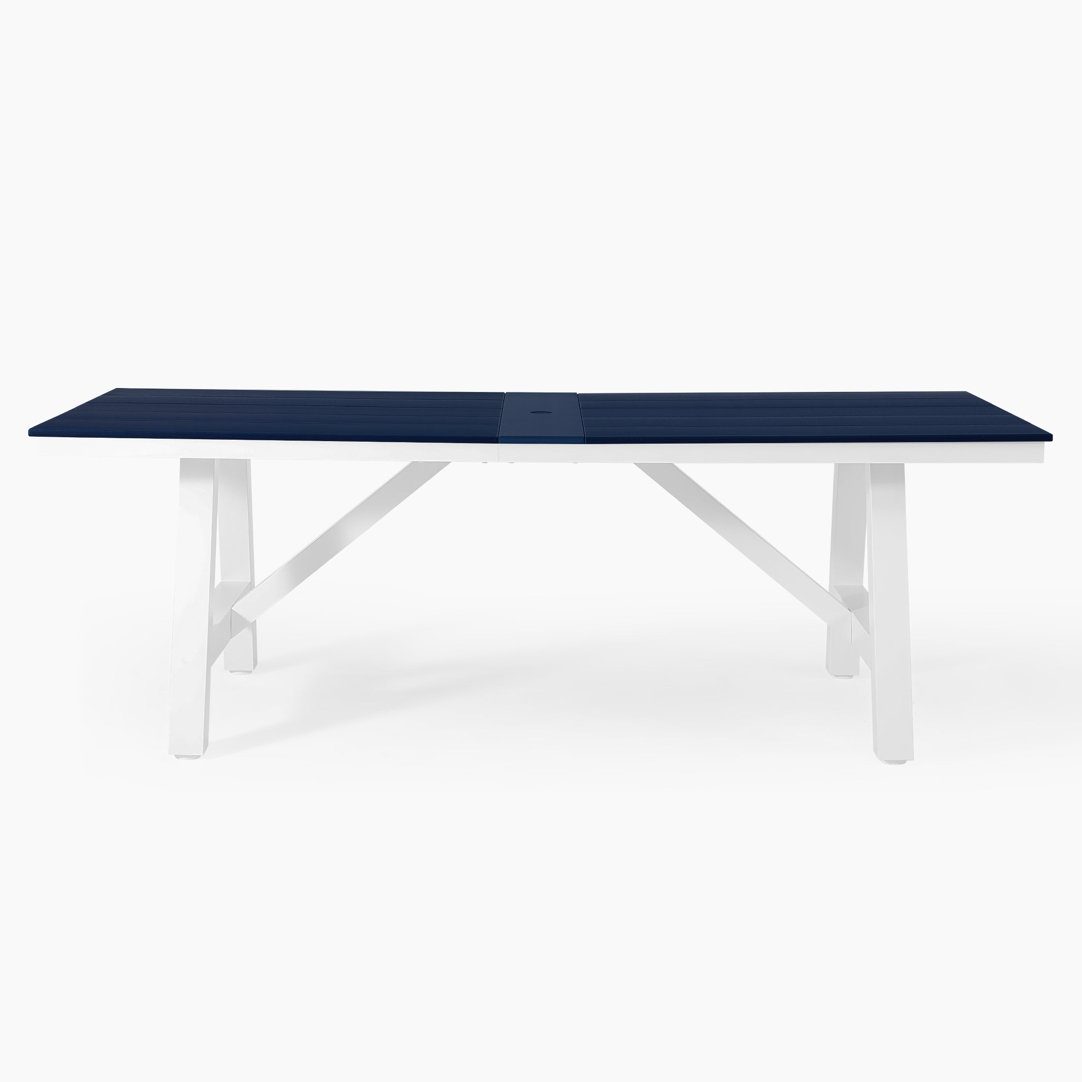 Stinson 90" HDPE Rectangle Outdoor Patio Dining Table With Umbrella Hole and Metal Frame