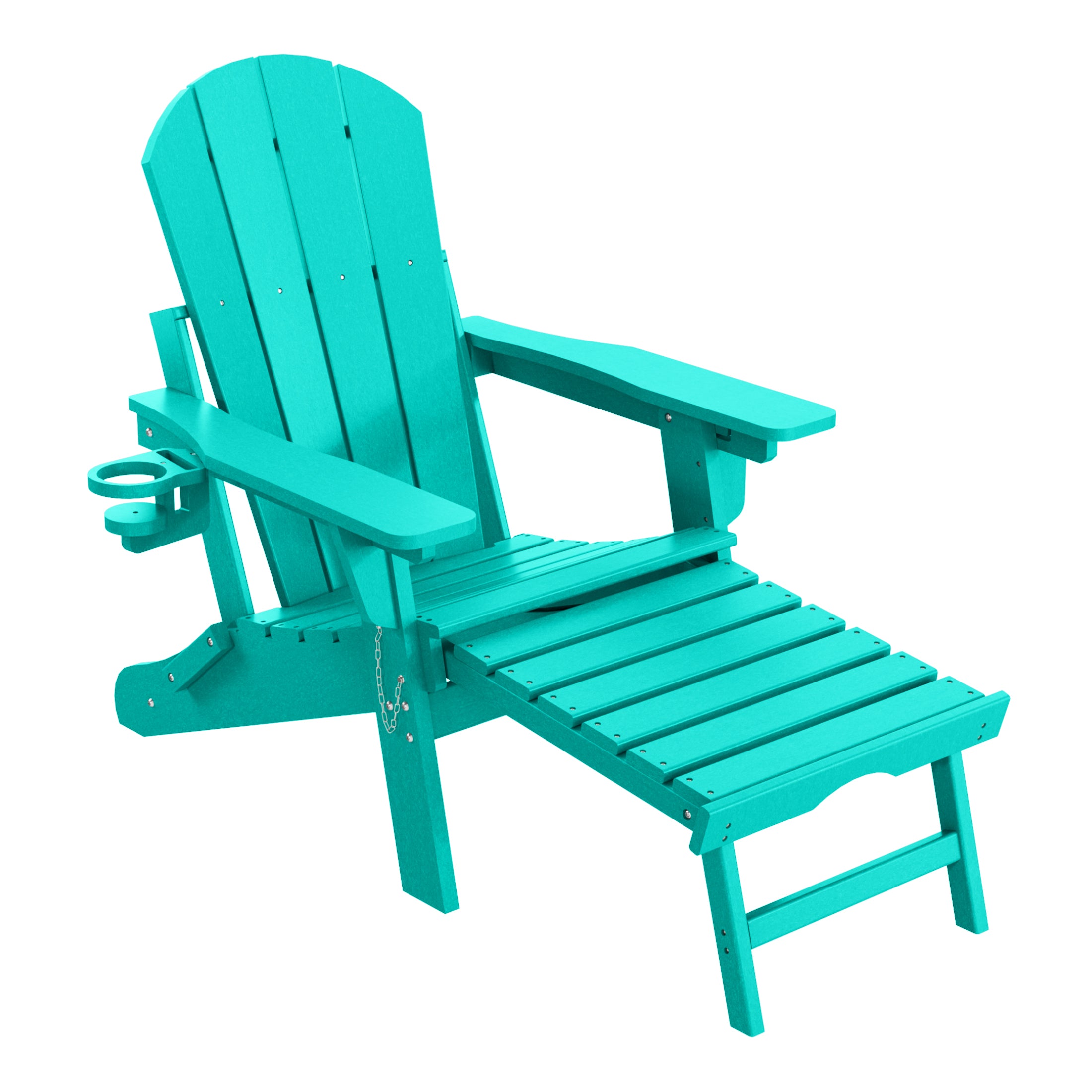 Paradise Folding Adjustable Adirondack Chair with Retractable Ottoman and Cup Holder (Set of 2)