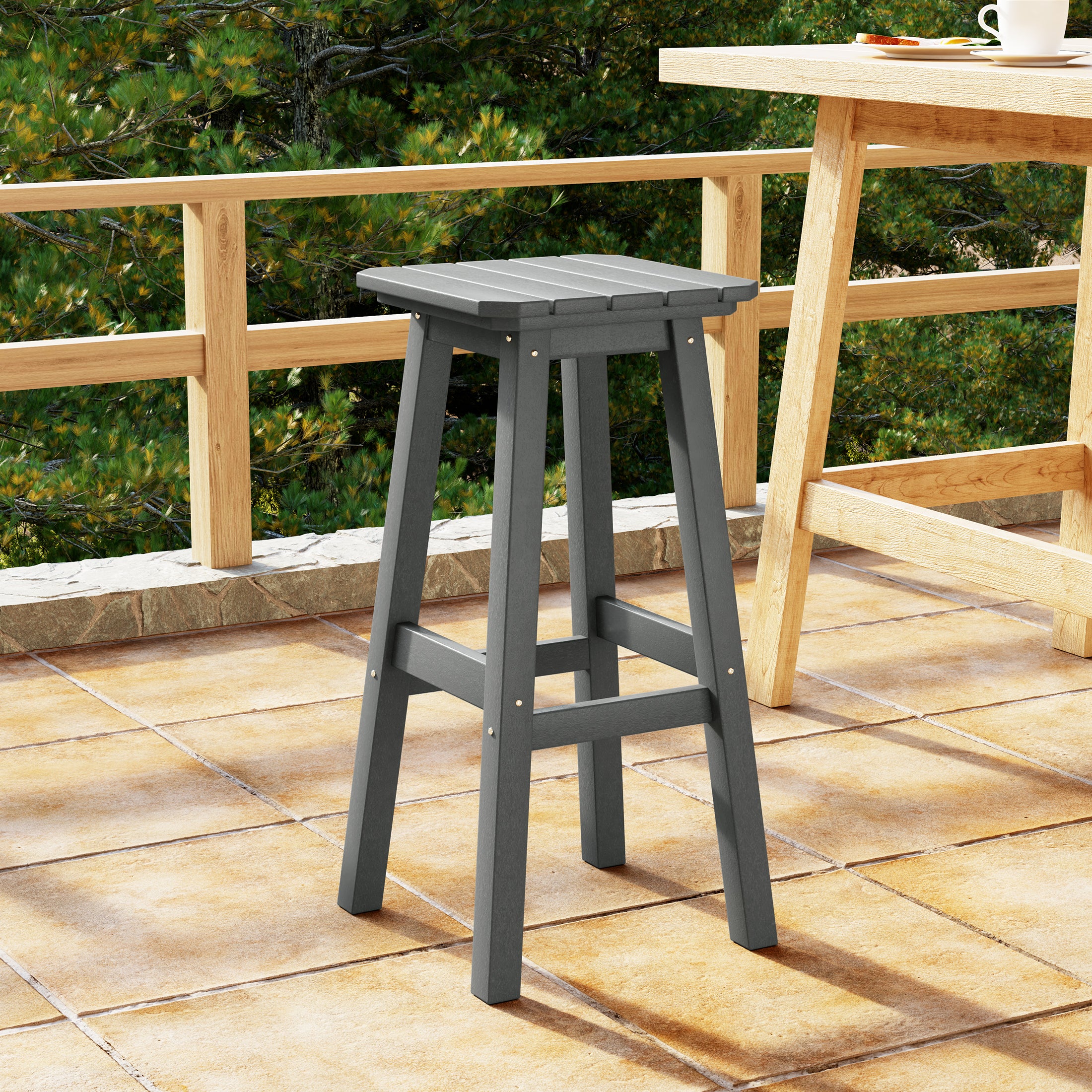 Paradise 29" HDPE Outdoor Patio Square Backless Bar Stool