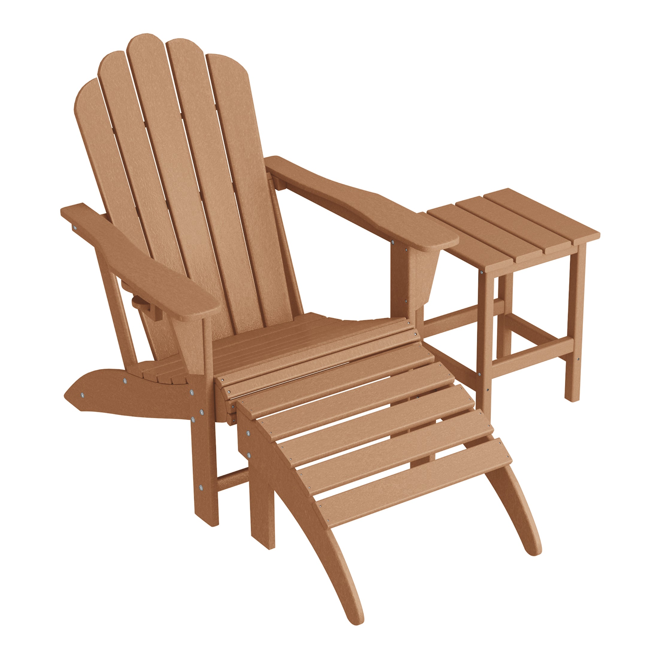 Lakeview 3-Piece Adirondack Chair with Cup Holder and Folding Ottoman