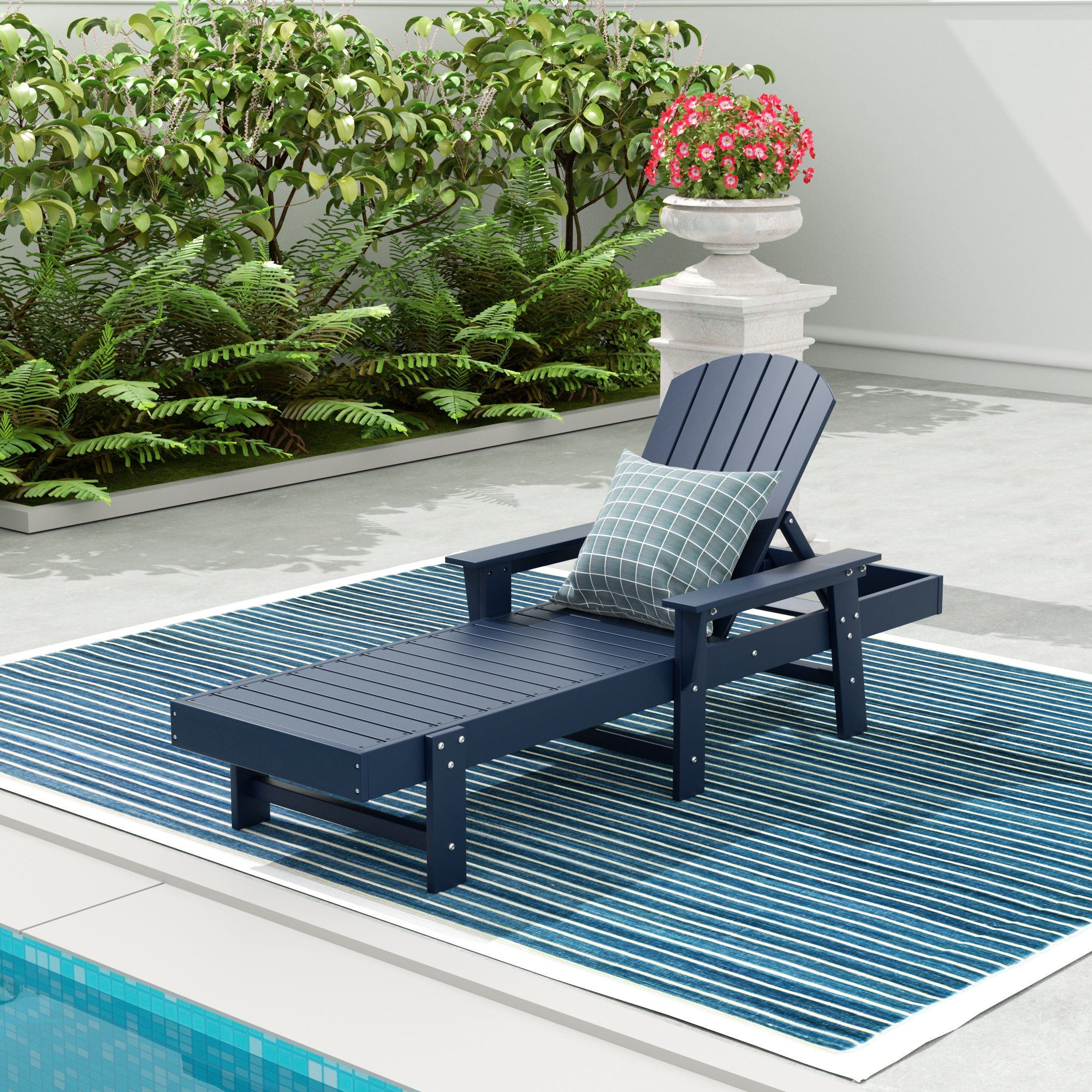 Portside Adirondack Poly Reclining Chaise Lounge With Arms