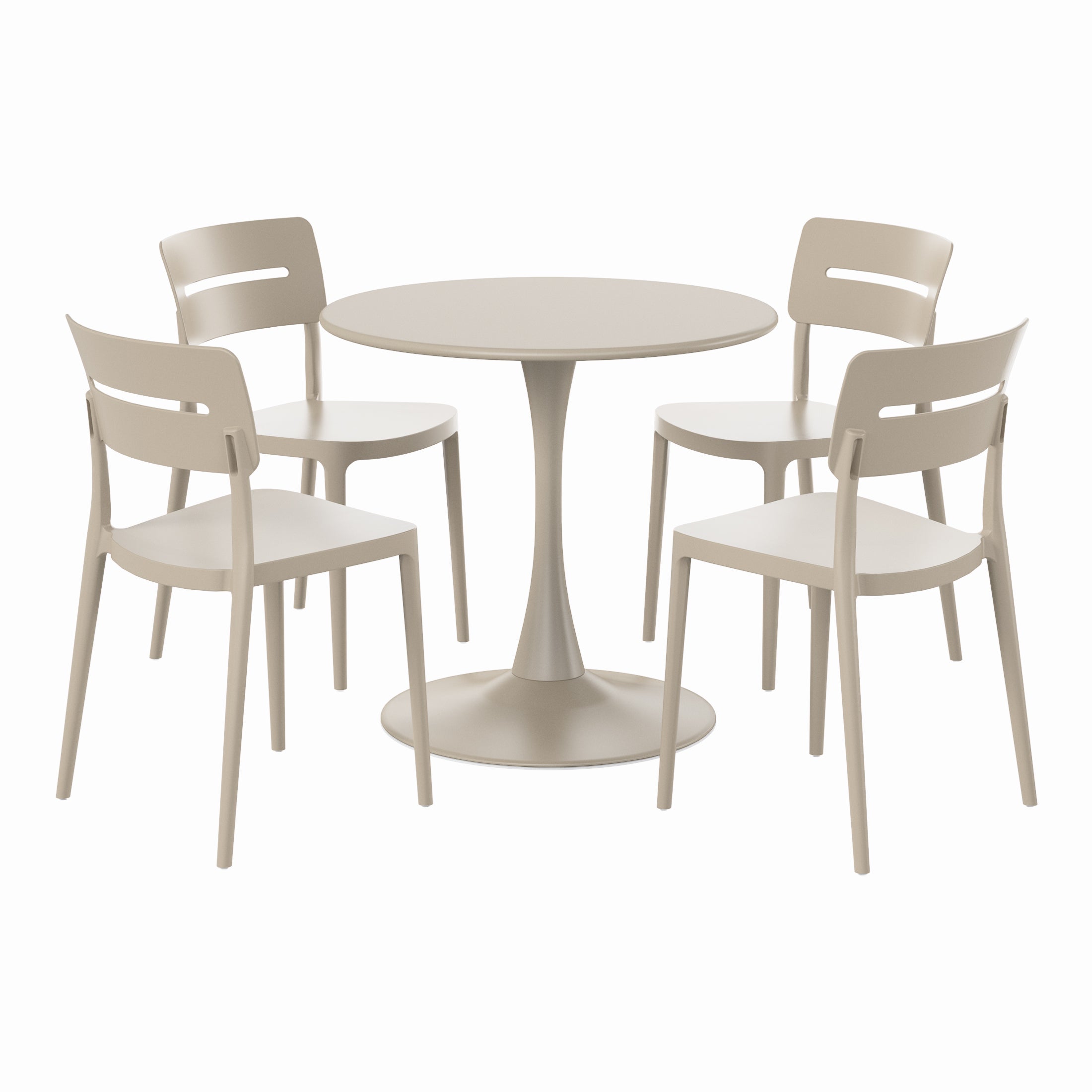 Sunshine 5-Piece Outdoor Indoor Round Metal Patio Dining Table Set With Stackable Patio Chairs