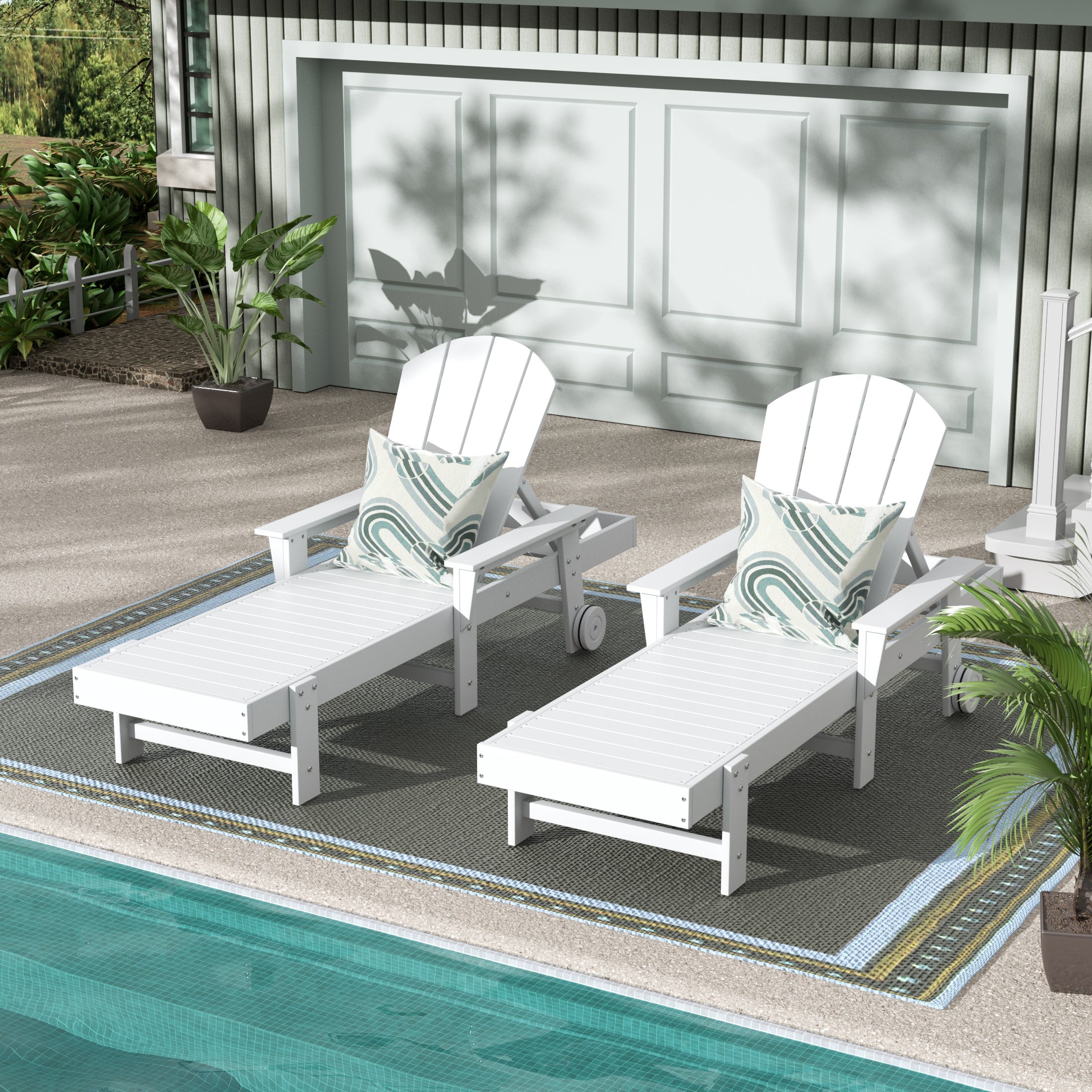 Paradise 2 Piece Reclining Chaise Lounge With Arms & Wheels