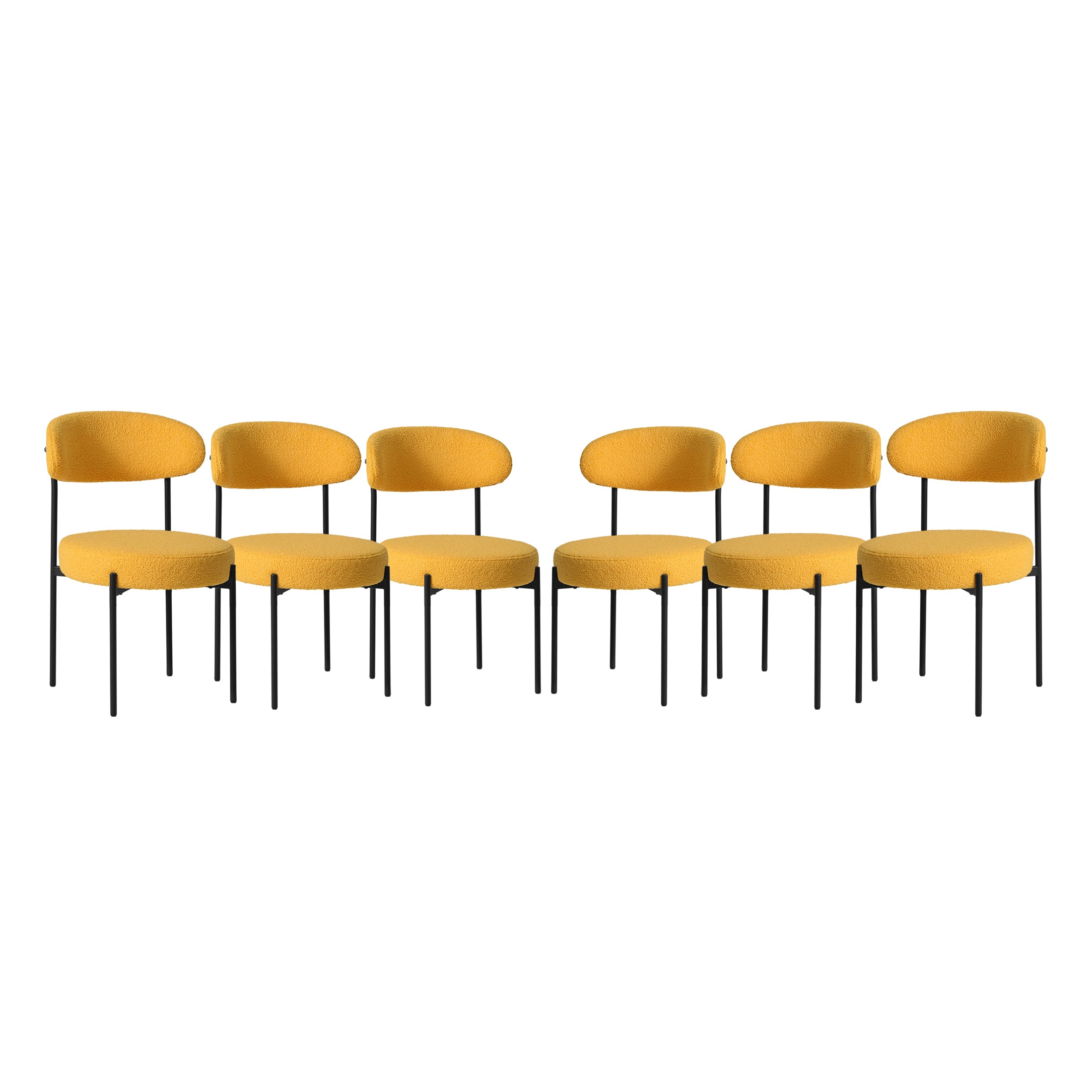 Celine Mid-Century Modern Upholstered Sherpa Round Dining Chairs (Set of 6)