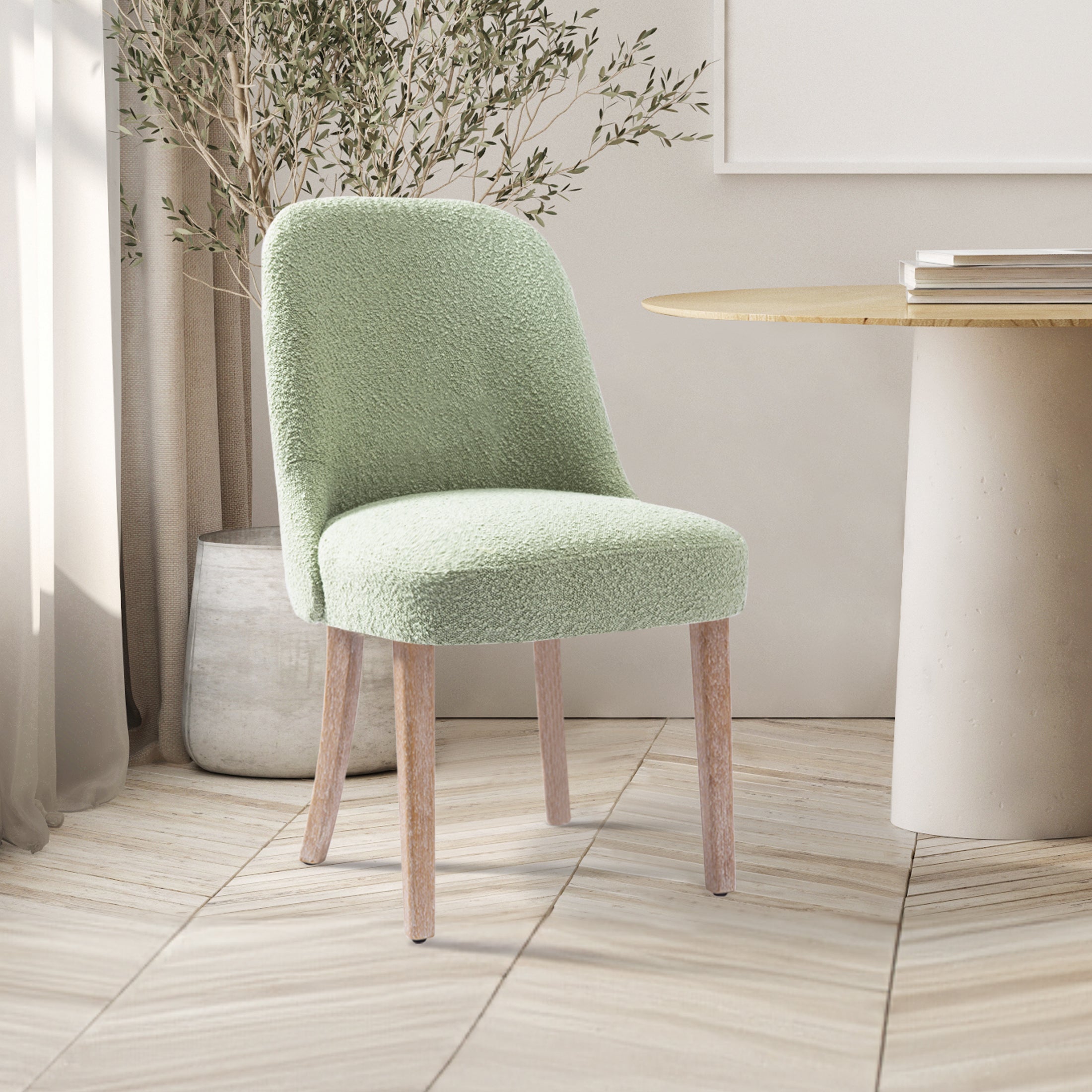 Amélie Mid-Century Modern Upholstered Boucle Dining Chair