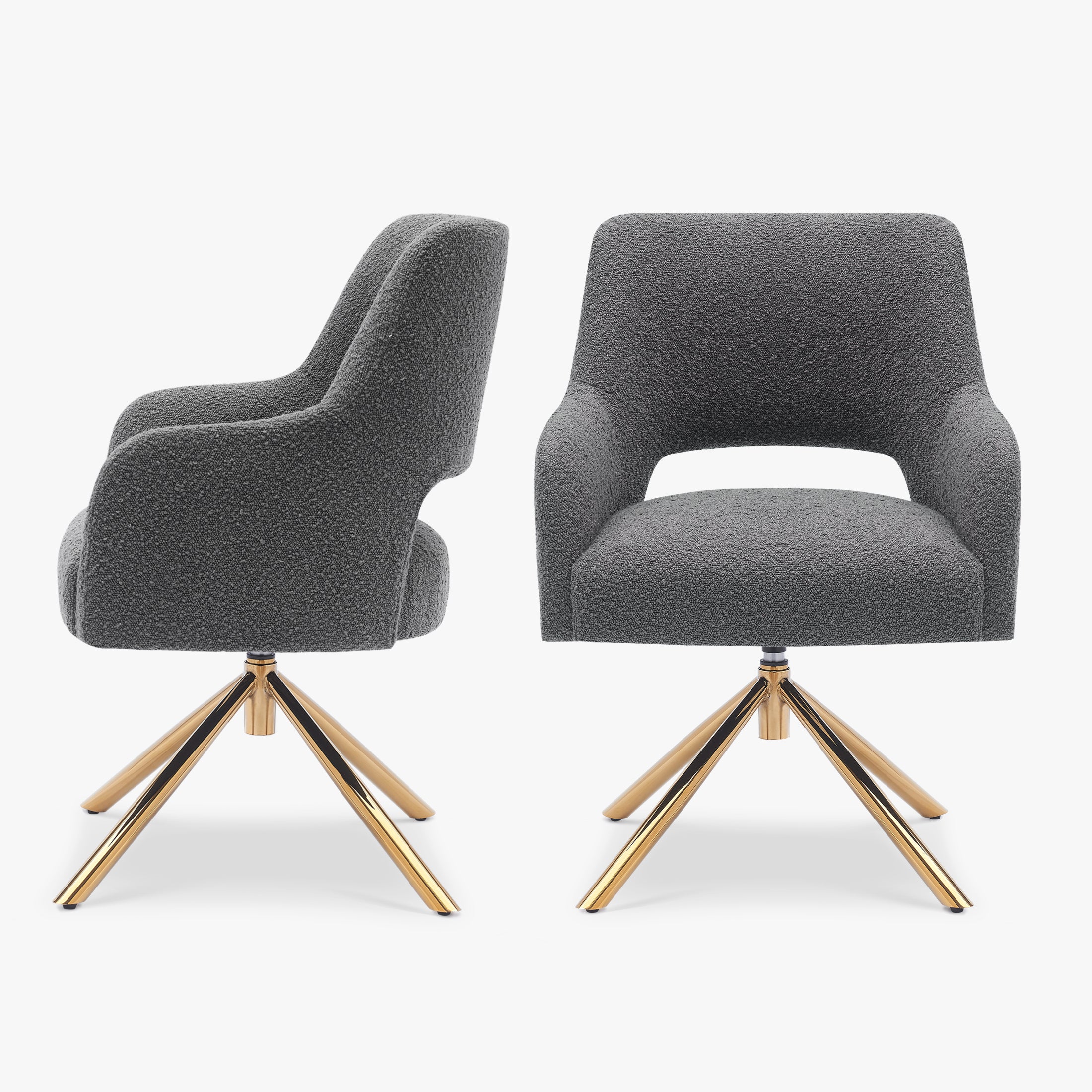 Amélie Mid-Century Modern Wide Boucle Swivel Accent Arm Chair (Set of 2)