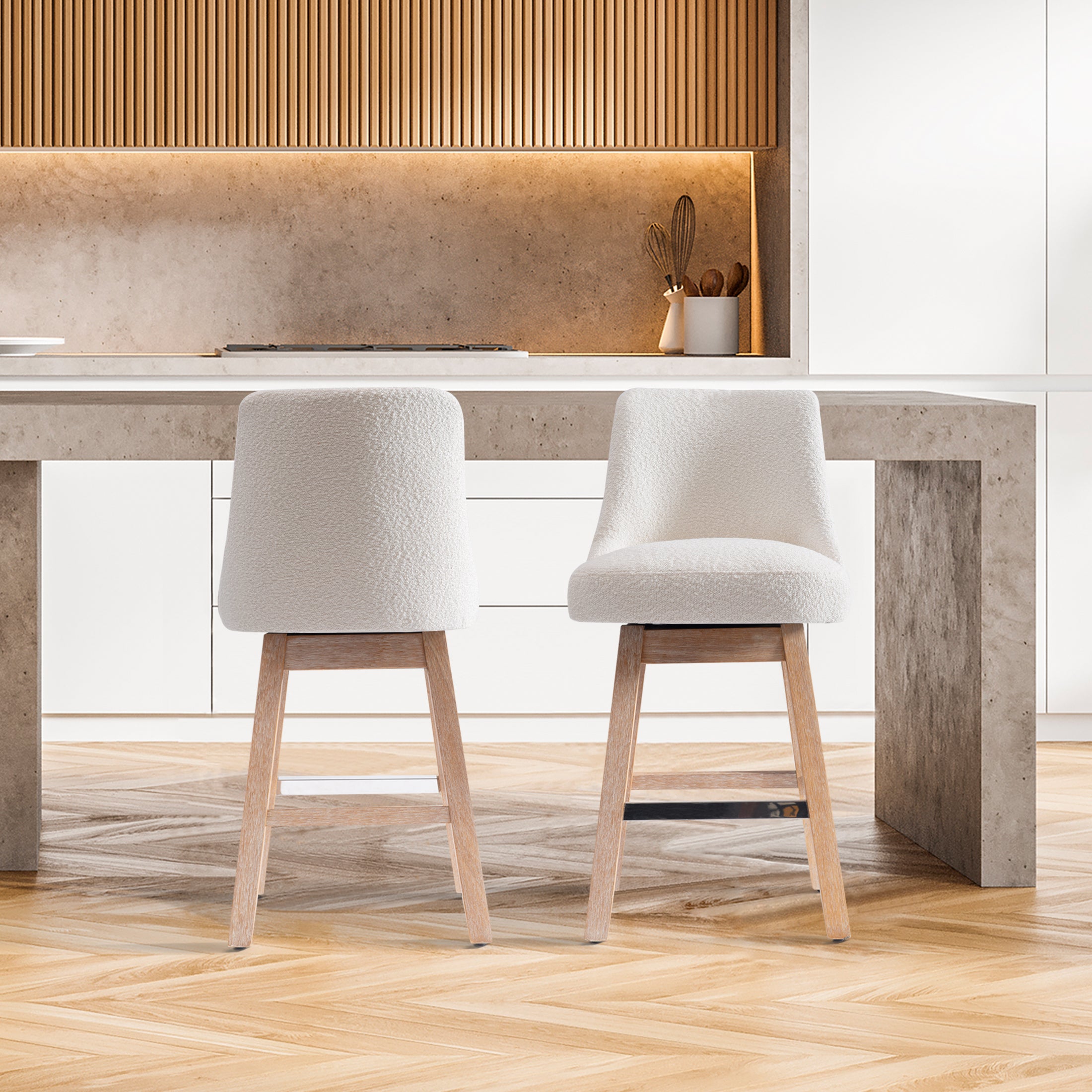 Amélie 26" Upholstered Swivel Counter Height Bar Stools (Set of 2)