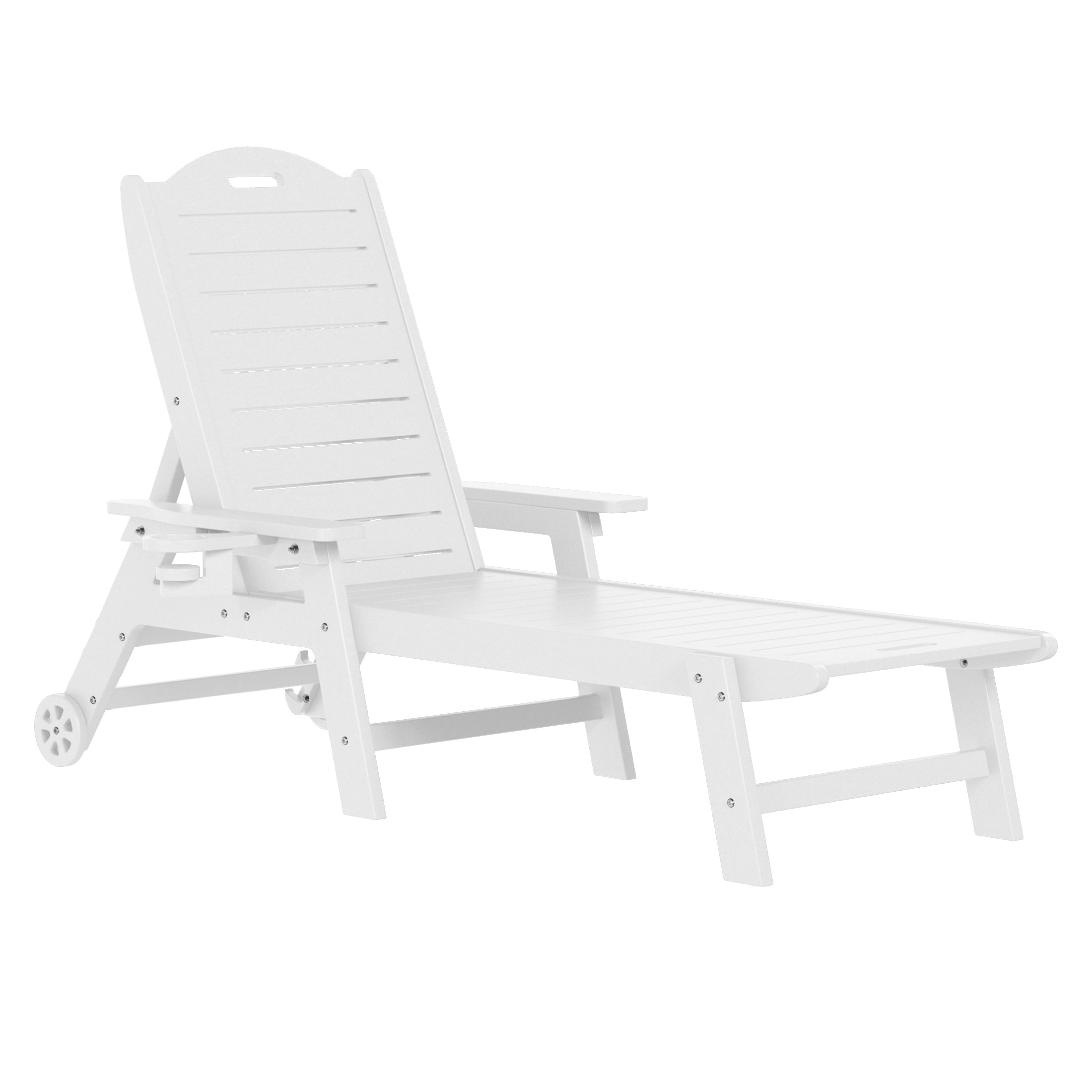 Lago 2-Piece Outdoor Patio Chaise Lounge Chair with Wheels & Cup Holder with Patio Side Table