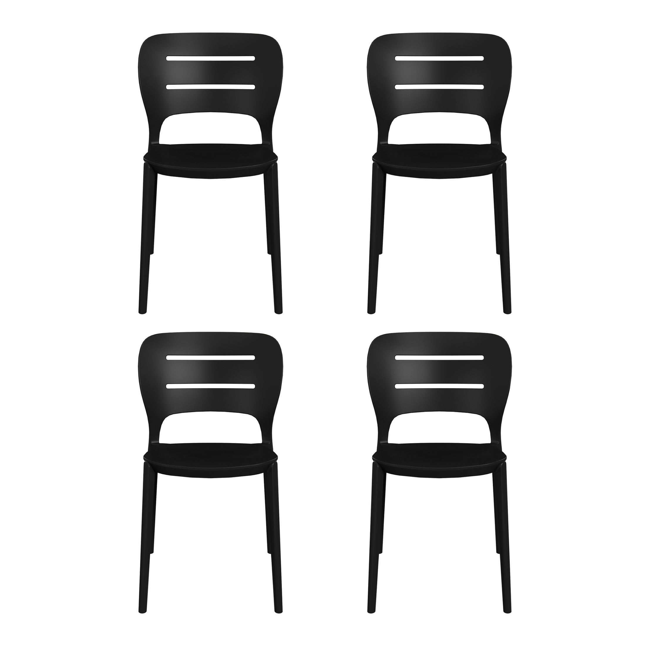 Sunshine Outdoor Modern Stackable Plastic Patio Dining Side Chairs (Set of 4)