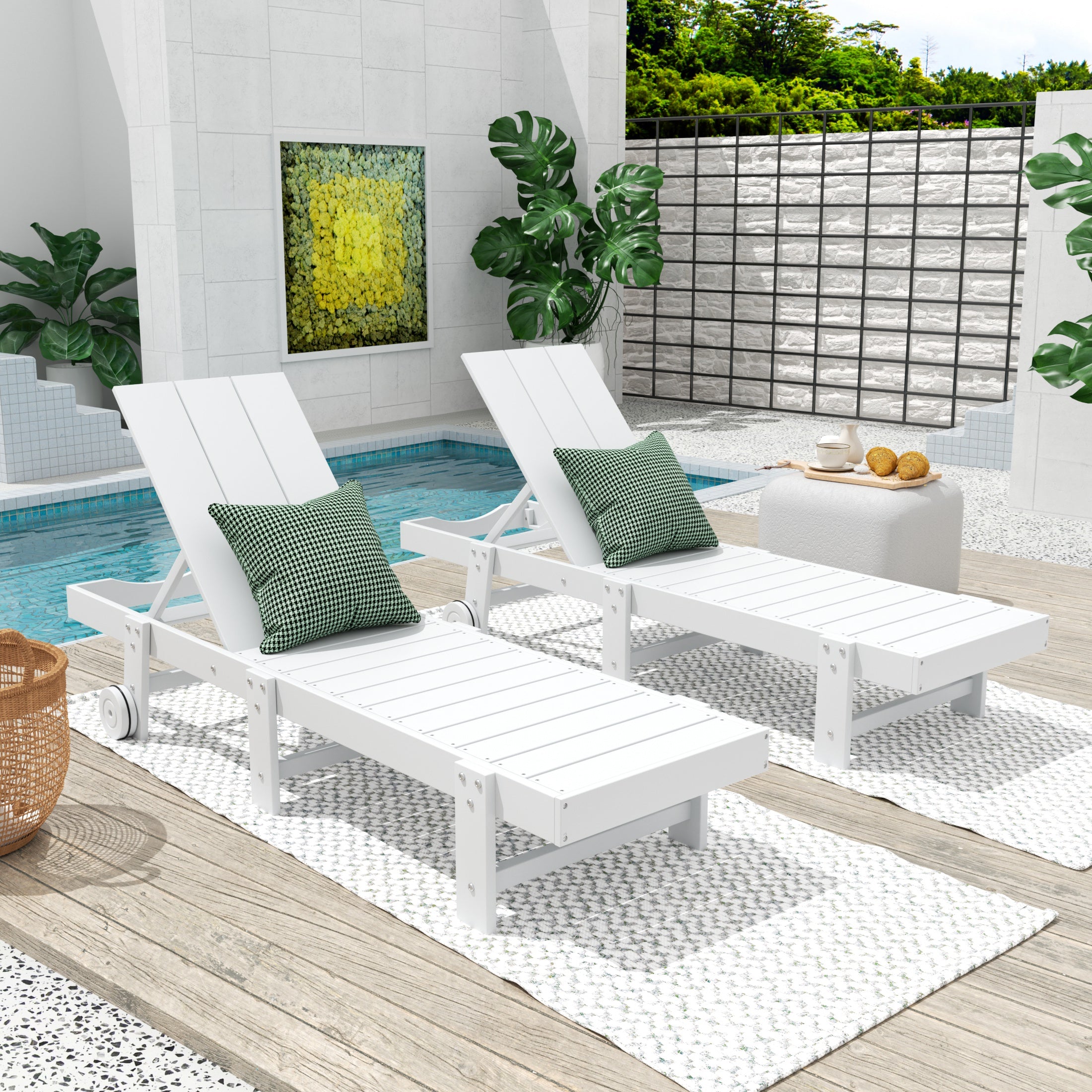 Palms Modern Poly Reclining Chaise Lounge With Wheels