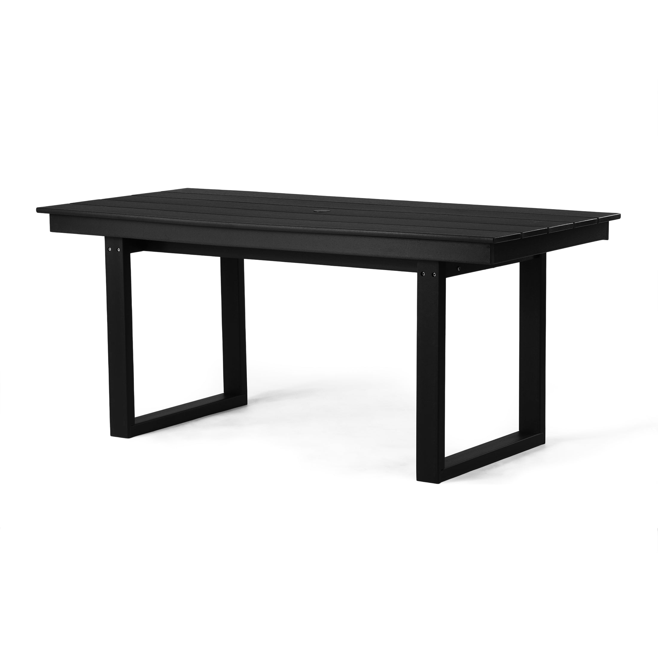 Cambria 68" Outdoor HDPE Modern Rectangular Patio Dining Table With Umbrella Hole