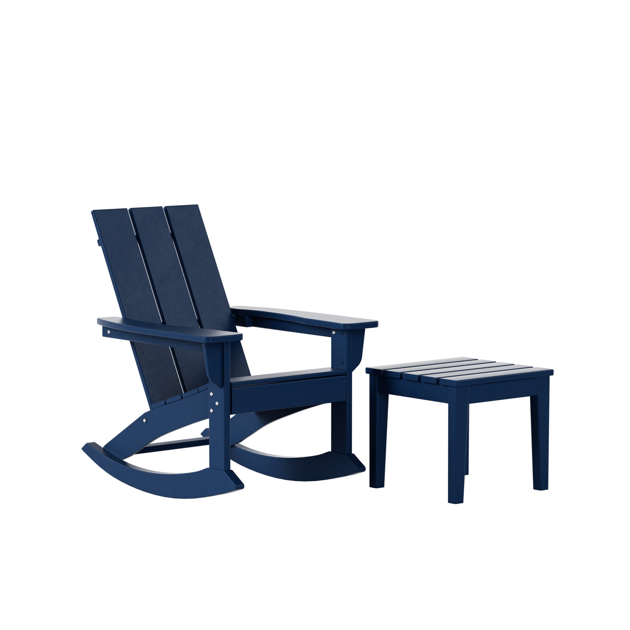 Palms WestinTrends 2-Pieces Set Modern Plastic Outdoor Rocking Chair with Square Side Table