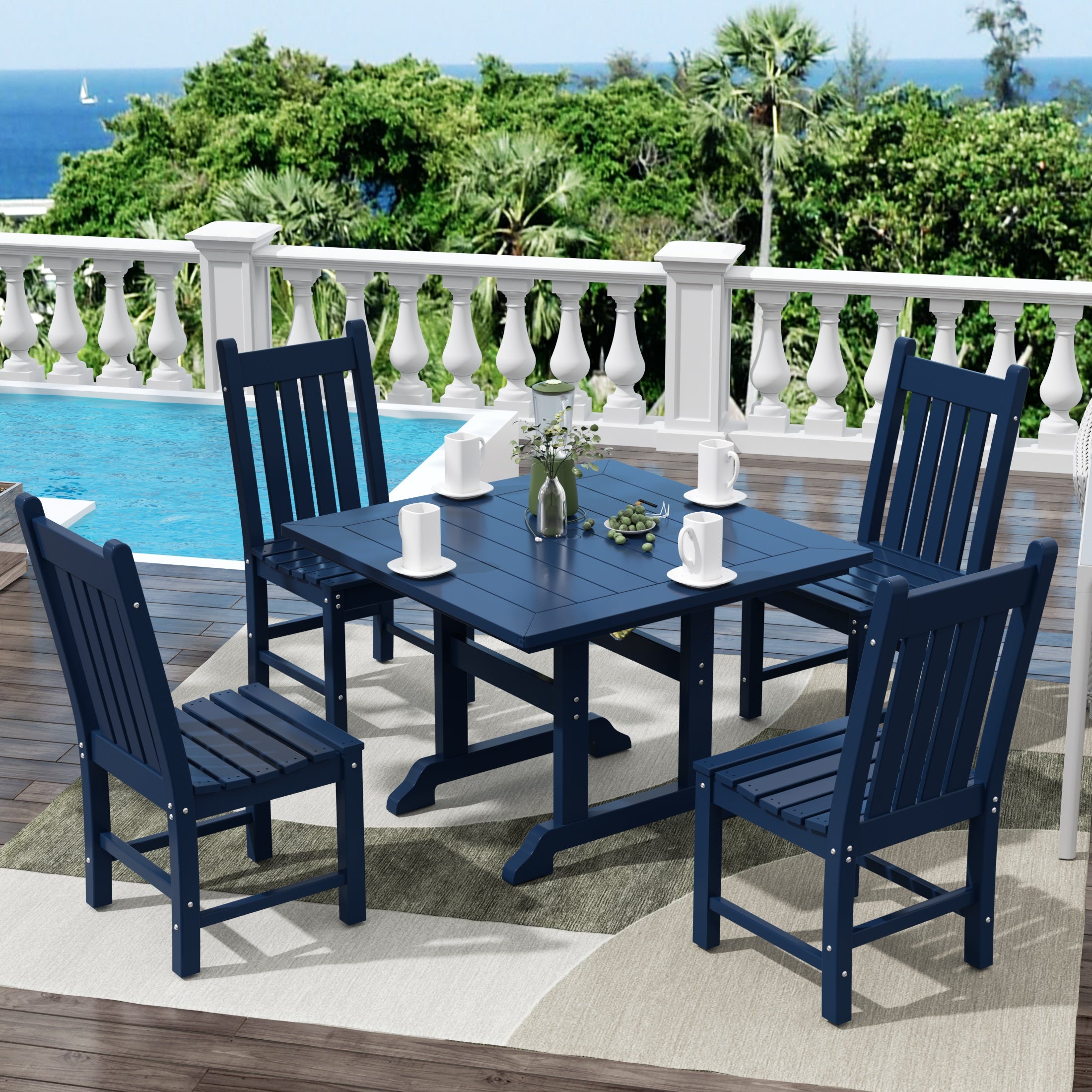 Paradise 5 Piece Outdoor Patio Dining Set Outdoor Square Table and Chair Set
