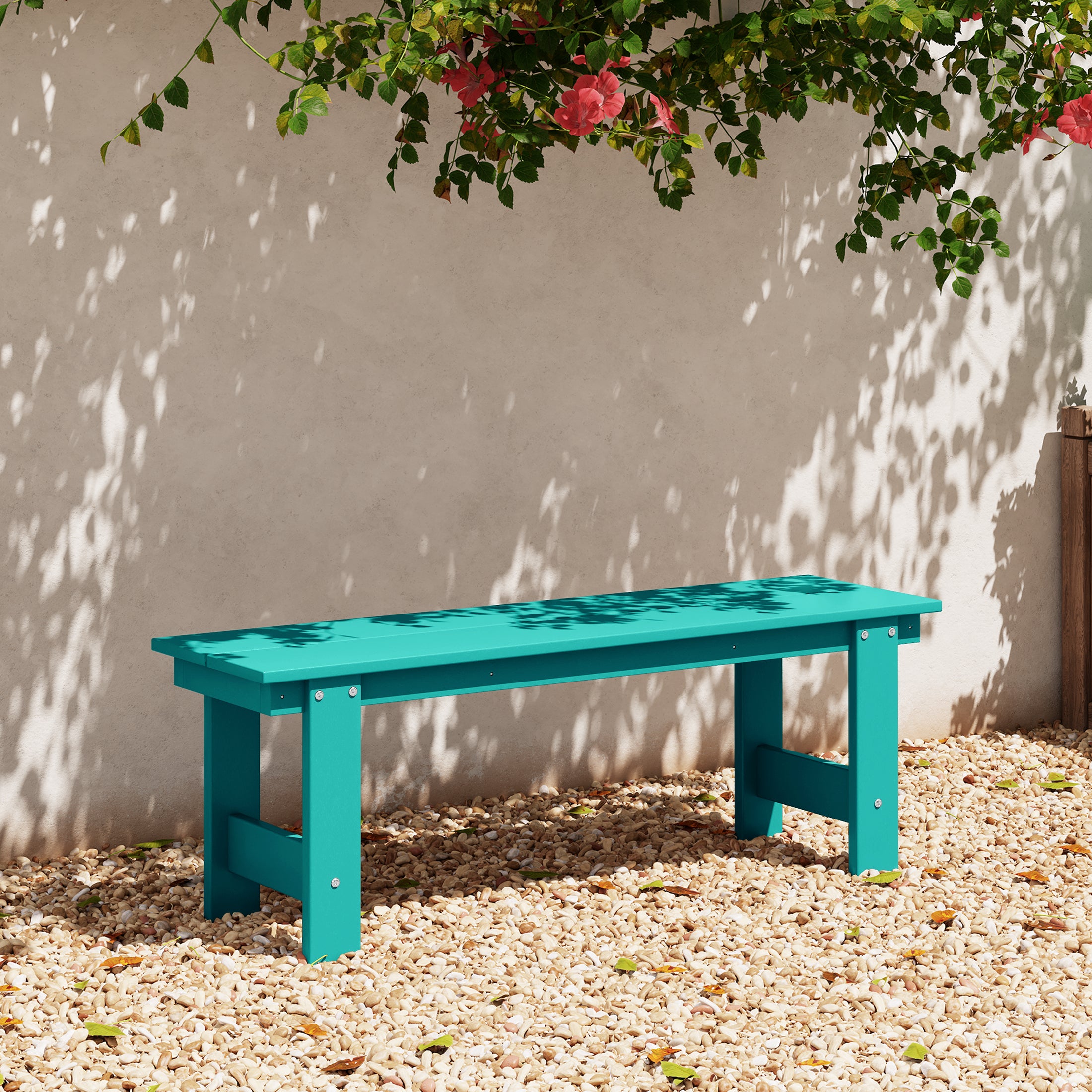 Palms Outdoor HDPE 48" Modern Backless Patio Bench