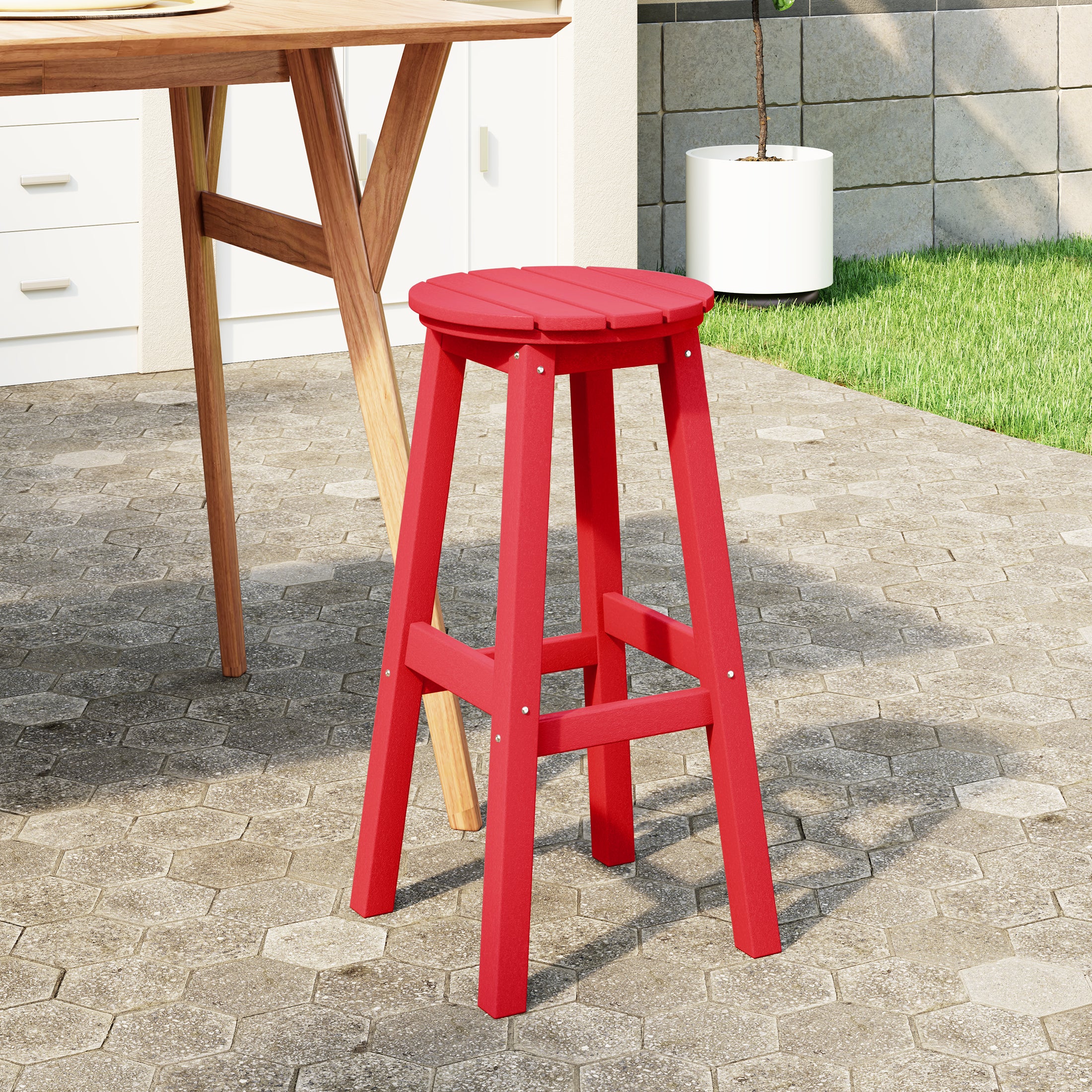 Paradise 29" HDPE Outdoor Patio Round Bar Stool
