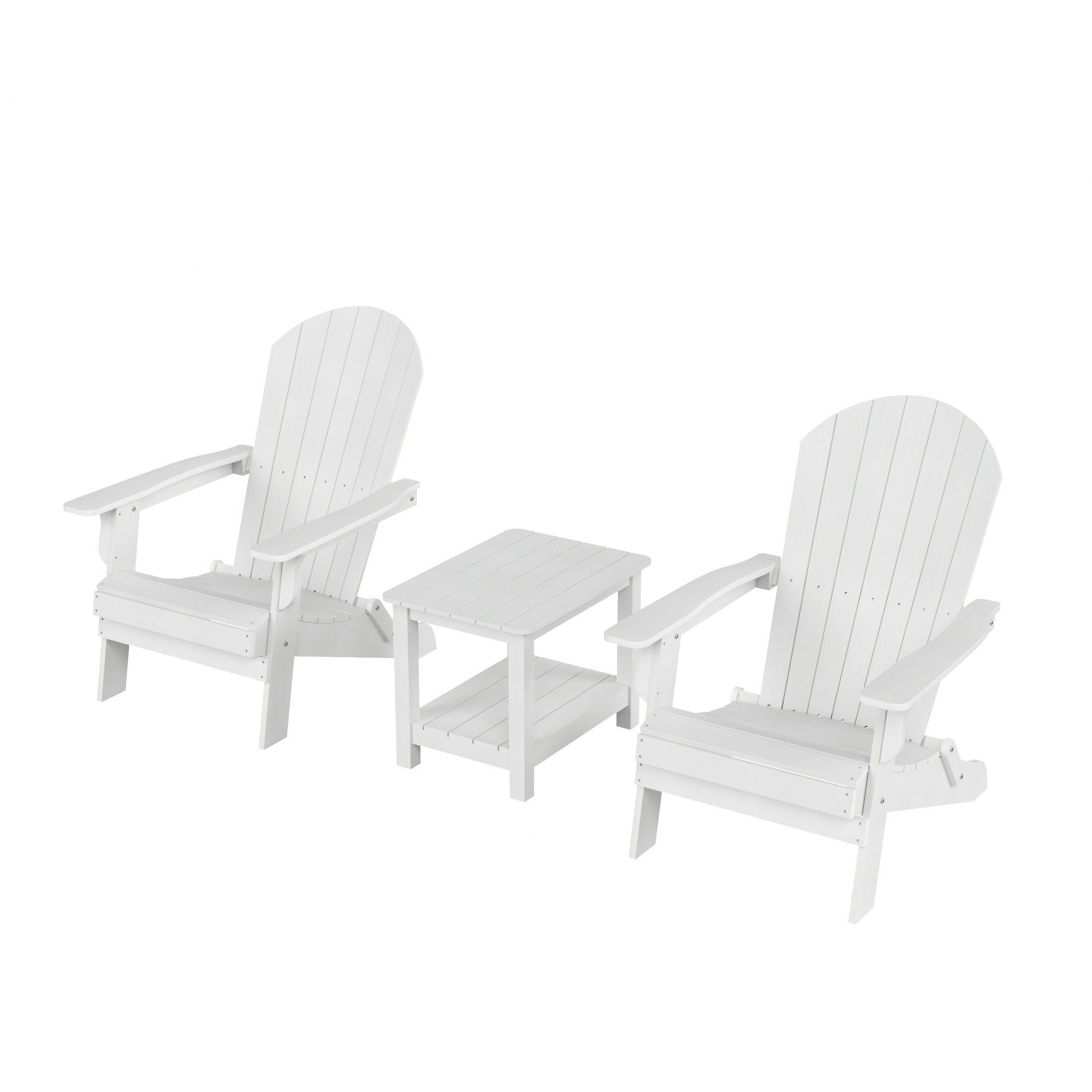 Florence 3PC HIPS Outdoor Adirondack Seashell Chair Set With Side Table