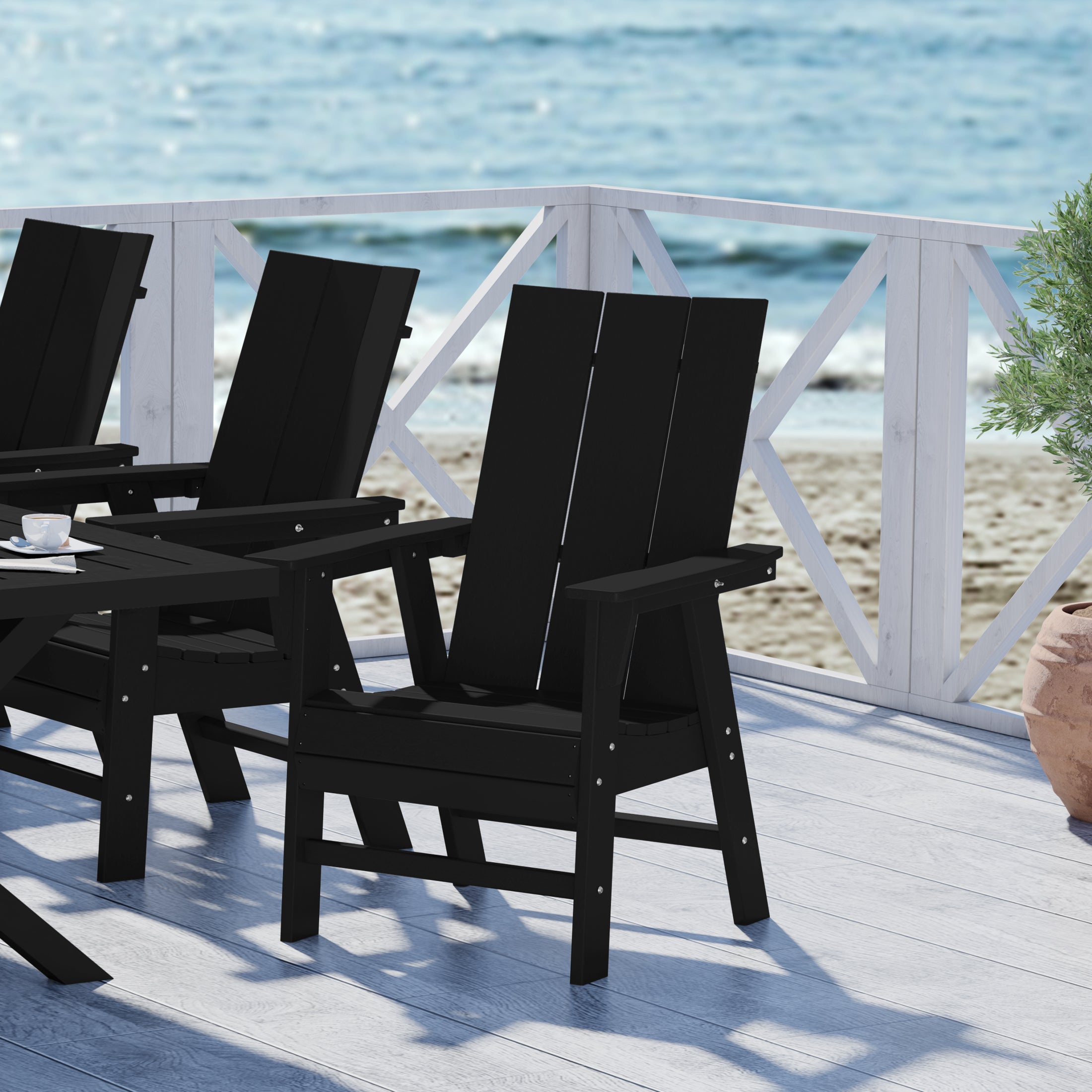 Palms Outdoor Patio HDPE Plastic Modern Adirondack Dining Chair