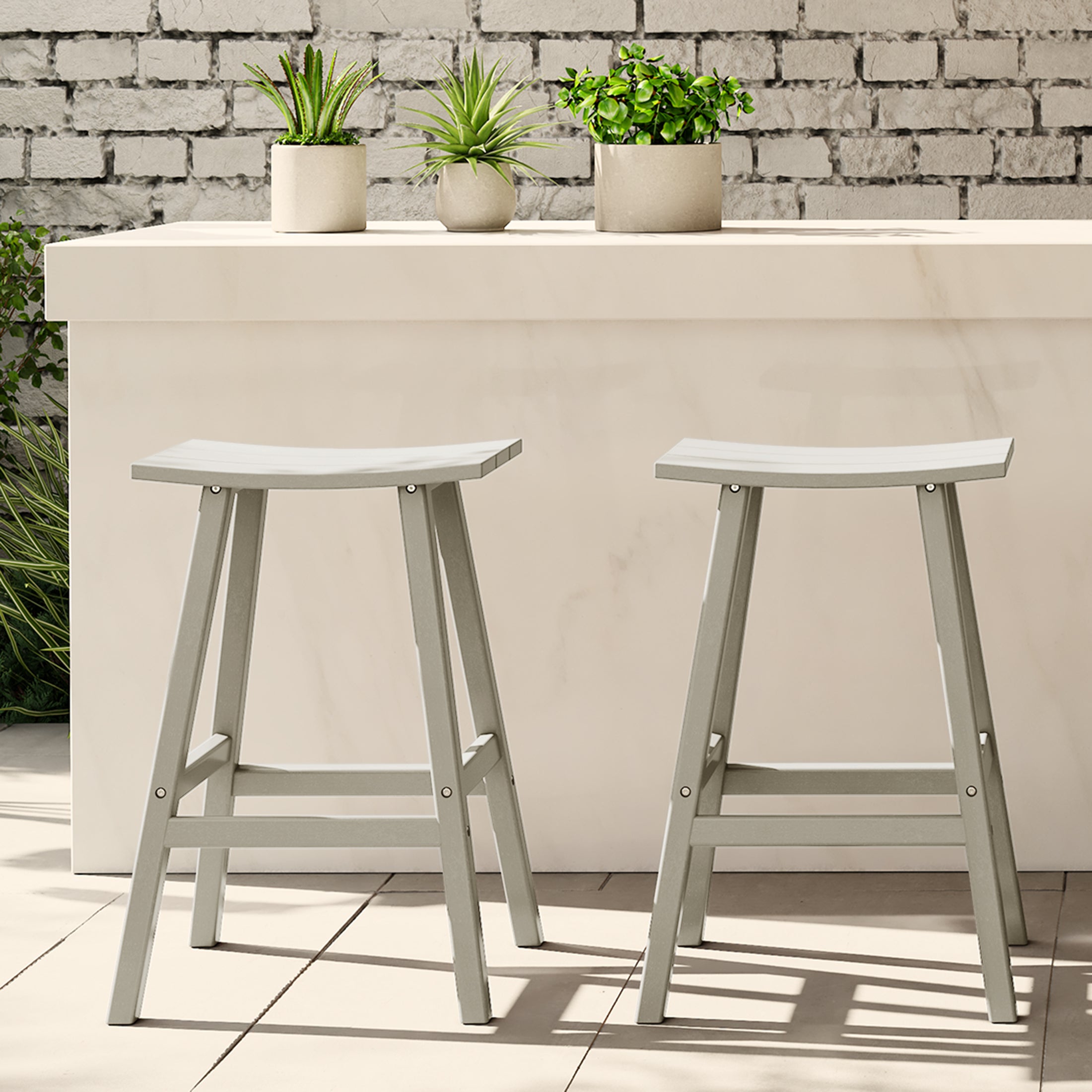 Paradise Westintrends 2 piece set of 29" height Outdoor / Patio Saddle bar stools