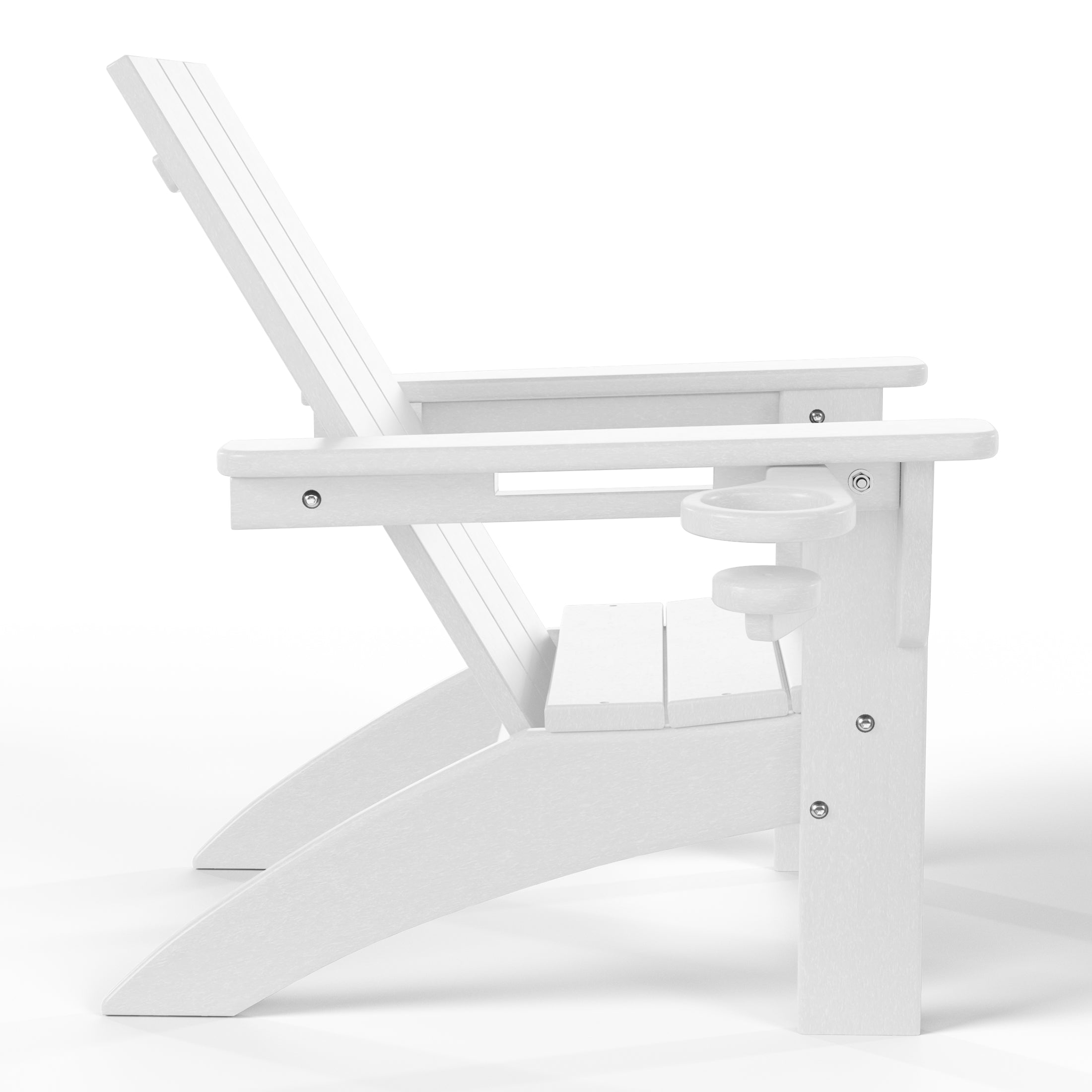 Palms 3-Piece Kids HDPE Modern Adirondack Chairs Set with Square Side Table and Cup Holders