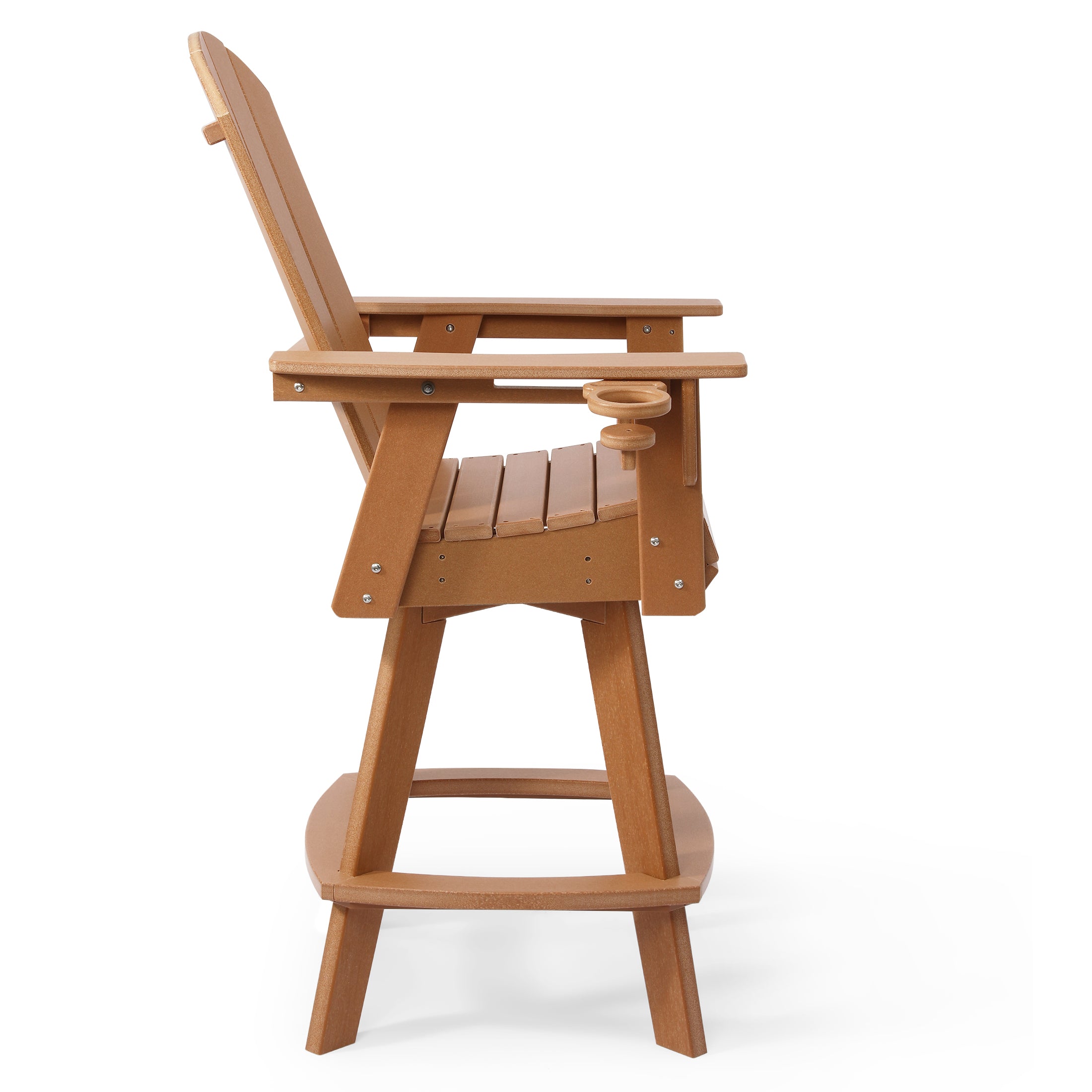 Paradise Outdoor HDPE Swivel Adirondack Bar Height Chair With Cup Holder