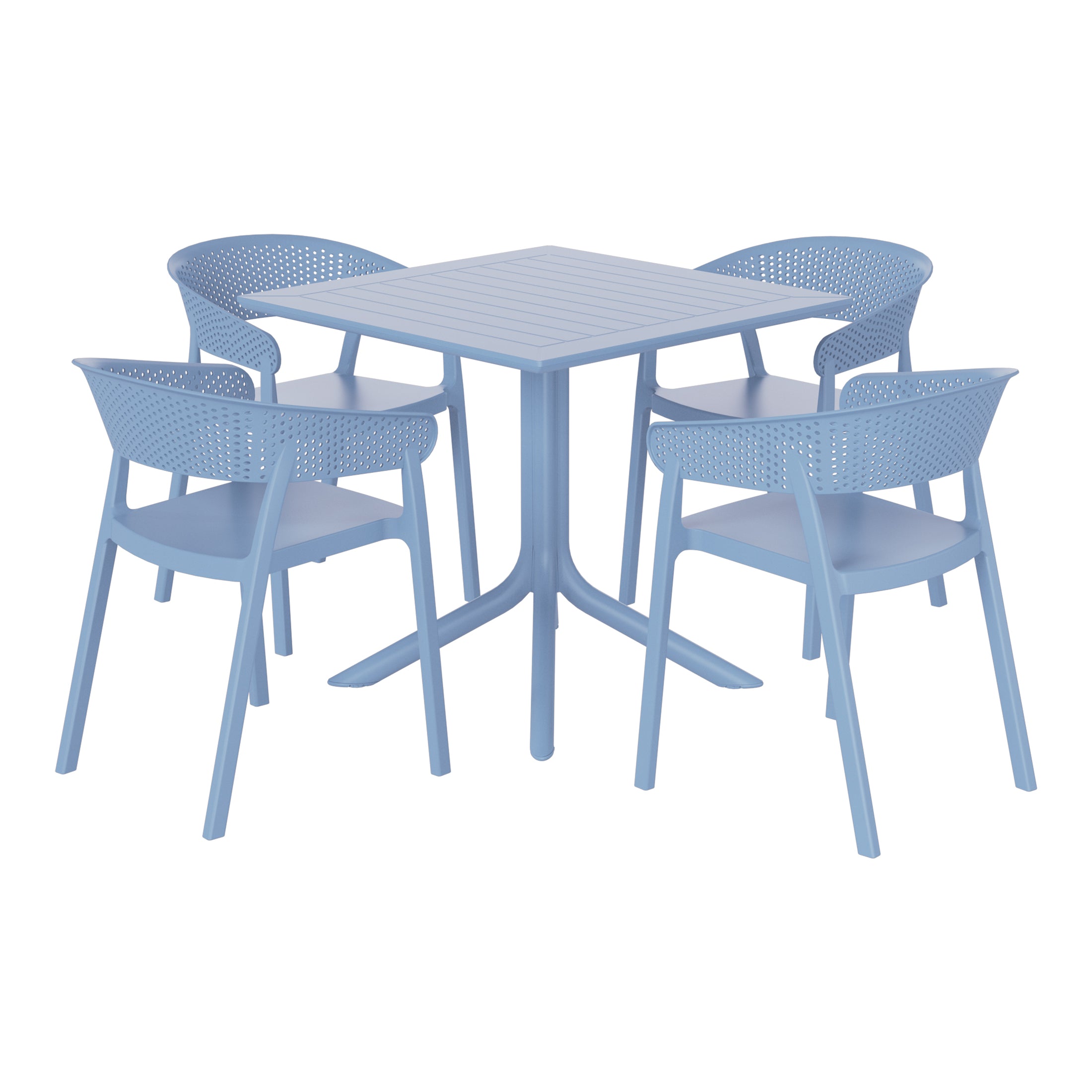 Sunshine 5-Piece Outdoor Resin Square Patio Dining Table Set with Stackable Patio Dining Chairs