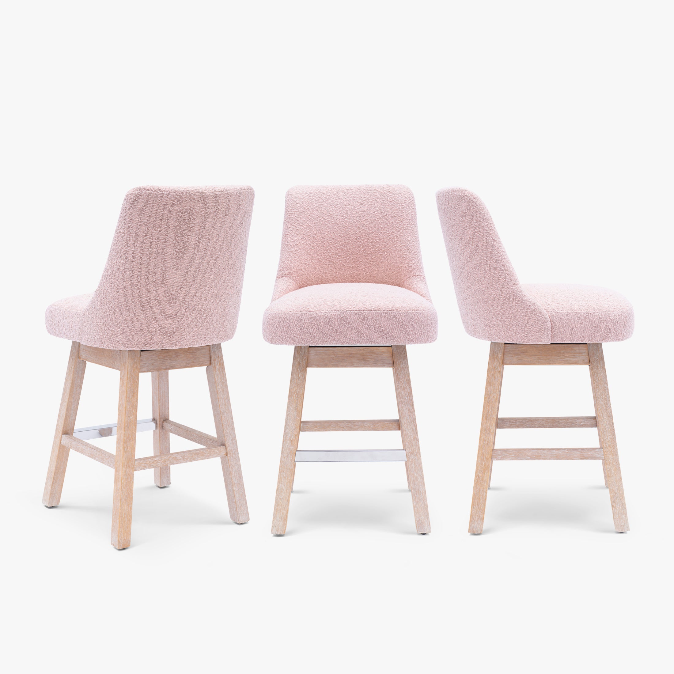 Amélie 26" Upholstered Swivel Counter Height Bar Stools (Set of 3)