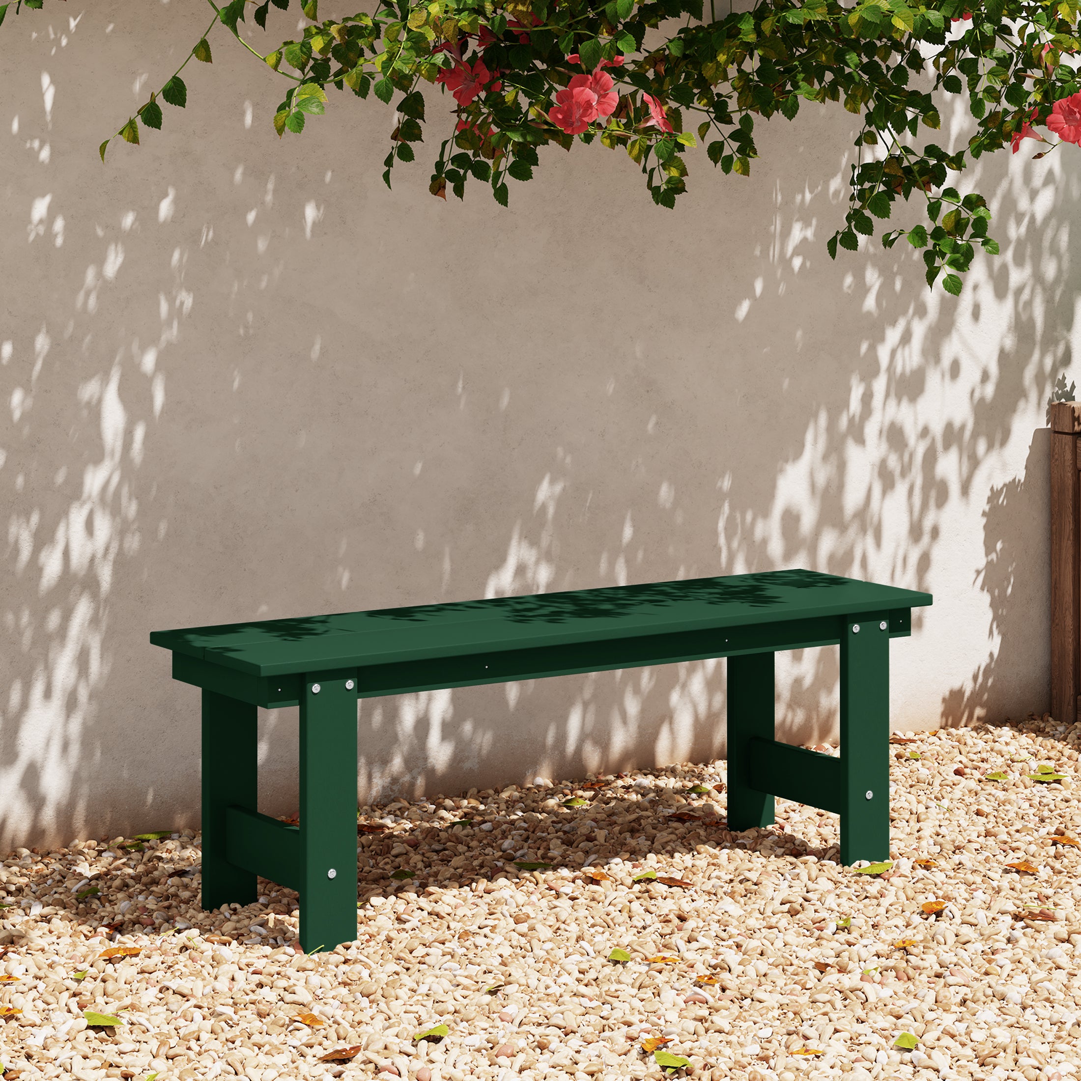 Palms Outdoor HDPE 48" Modern Backless Patio Bench