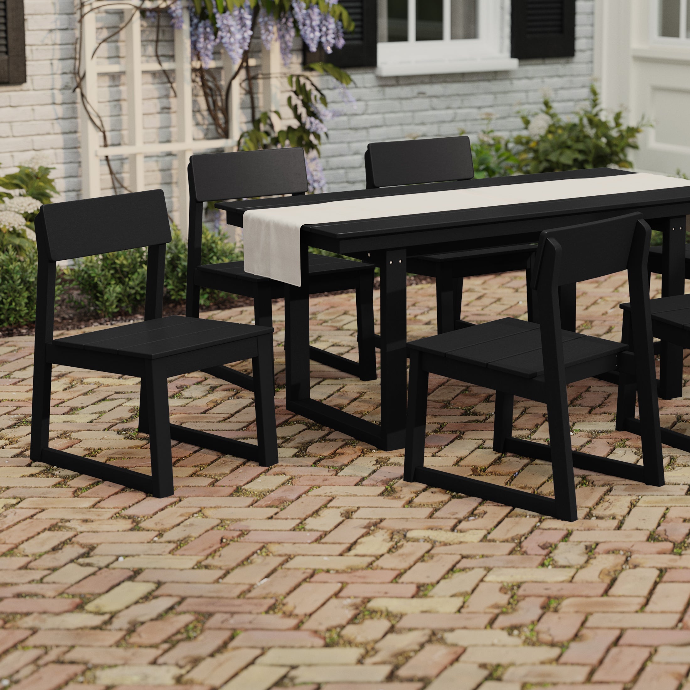 Cambria Modern HDPE Outdoor Armless Patio Dining Chairs (Set of 2)