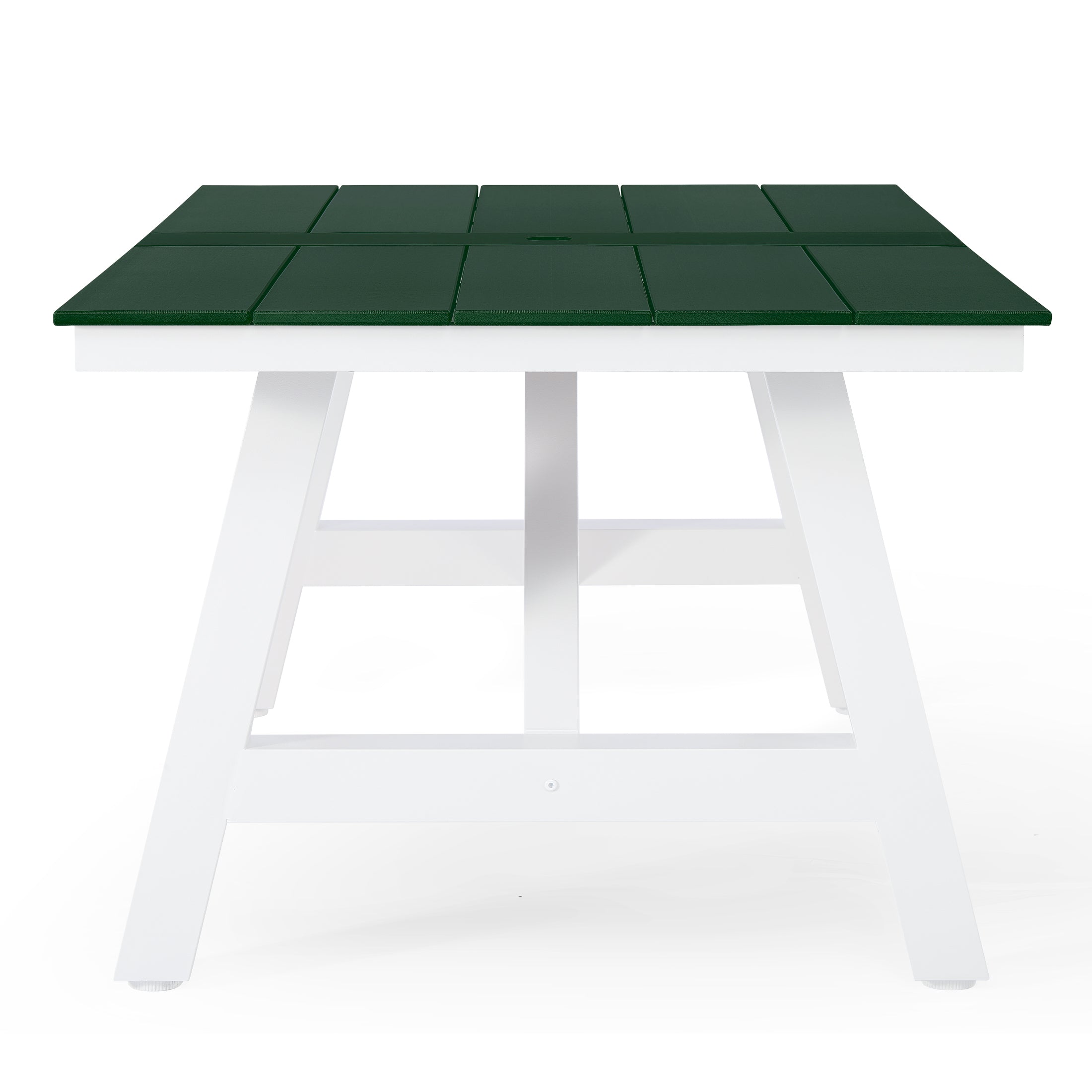 Stinson 90" HDPE Rectangle Outdoor Patio Dining Table With Umbrella Hole and Metal Frame