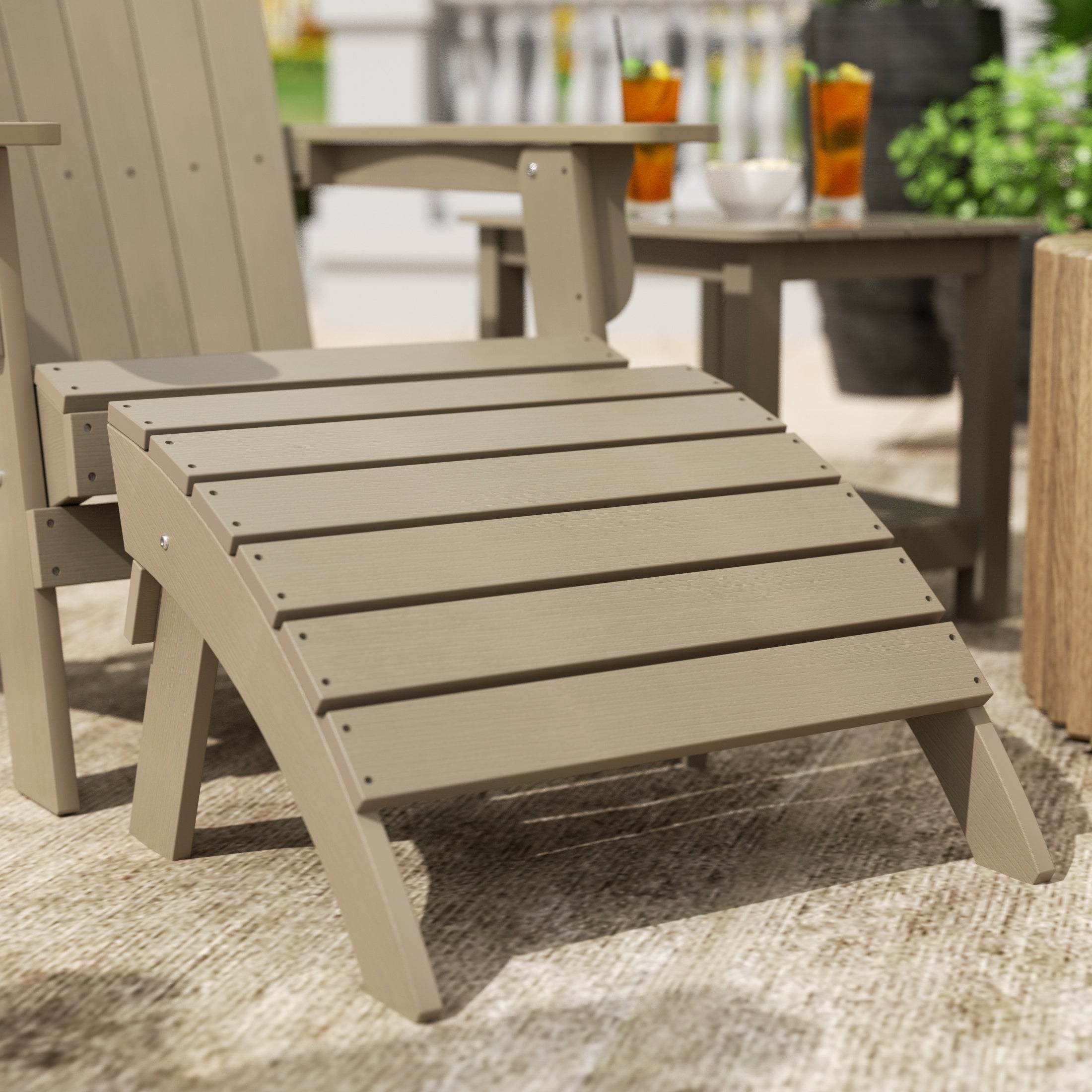 Florence Outdoor Patio All-weather Modern Folding Ottoman