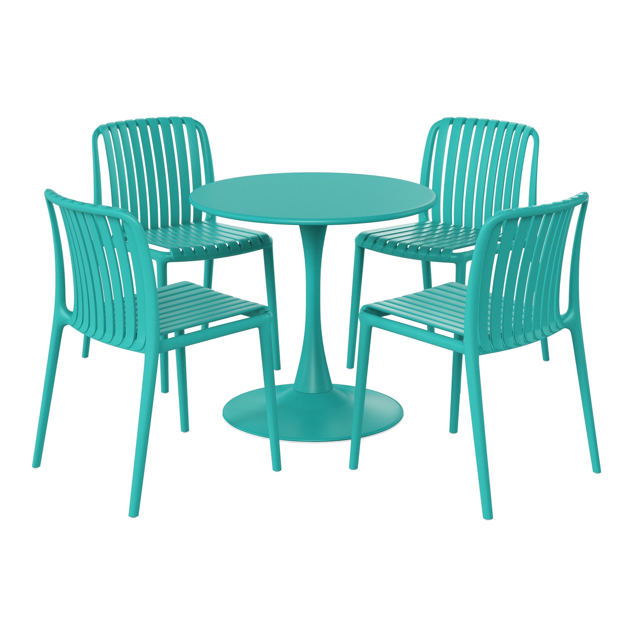 Sunshine 5-Piece Outdoor Metal Dining Table Set And Stackable Resin Patio Chairs
