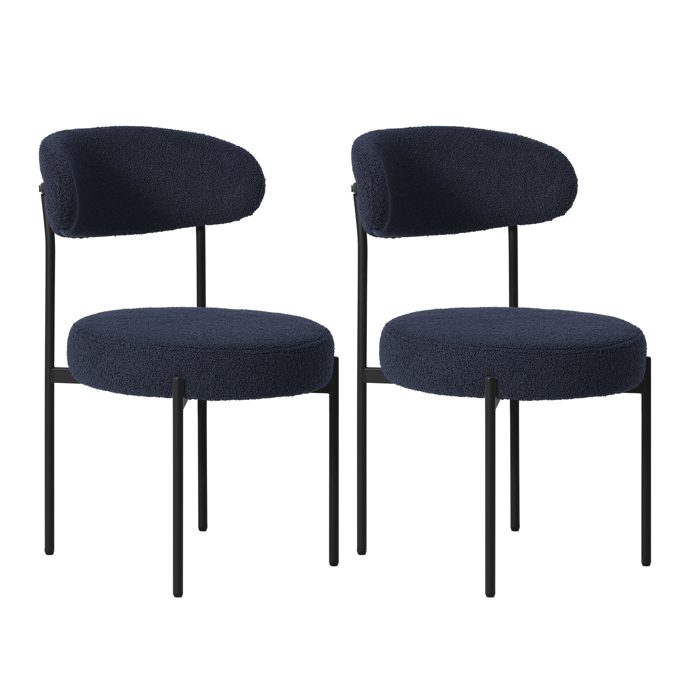 Celine Mid-Century Modern Upholstered Sherpa Round Dining Chairs (Set of 2)