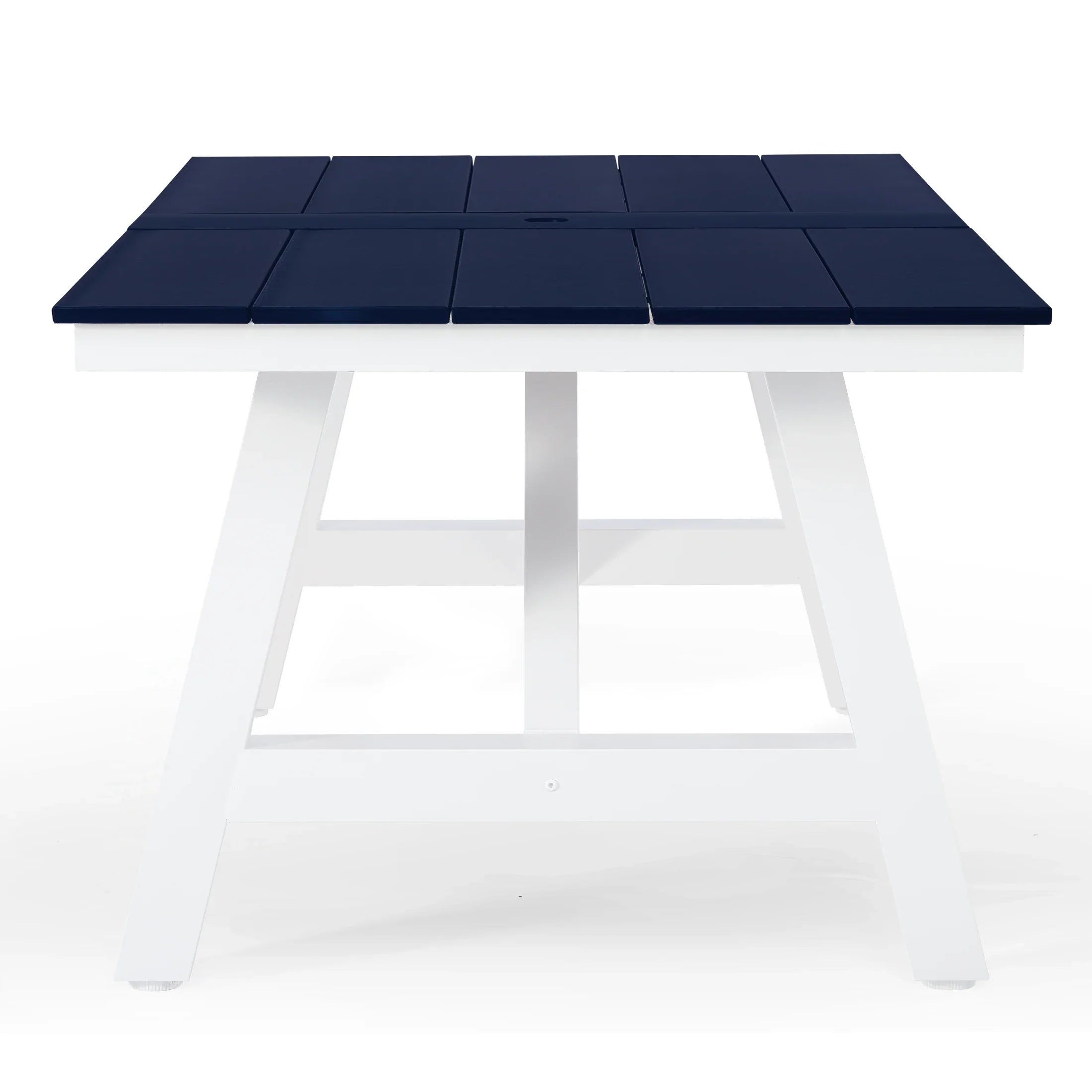 Stinson 72" HDPE Rectangle Outdoor Patio Dining Table With Umbrella Hole and Metal Frame