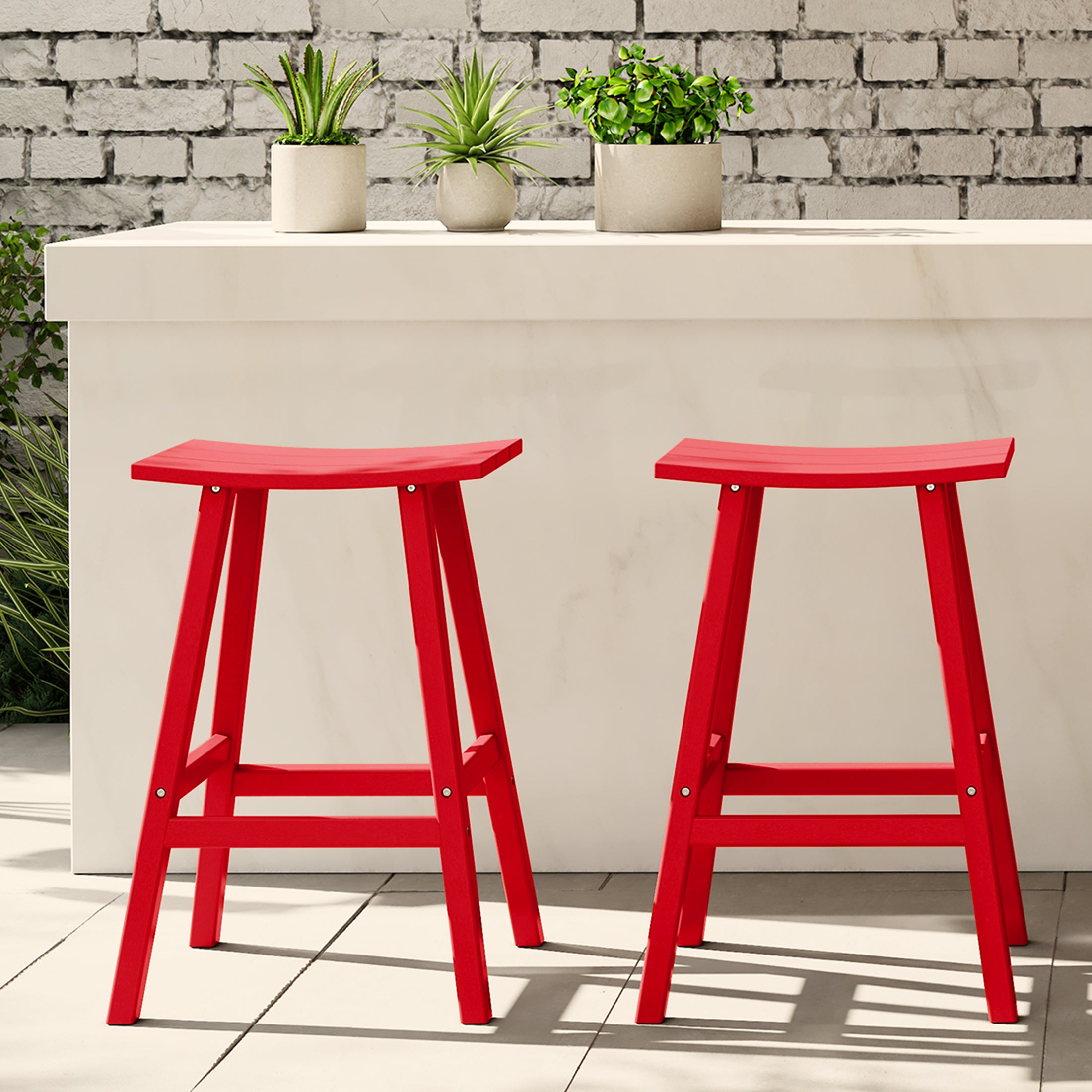 Paradise Westintrends 2 piece set of 29" height Outdoor / Patio Saddle bar stools