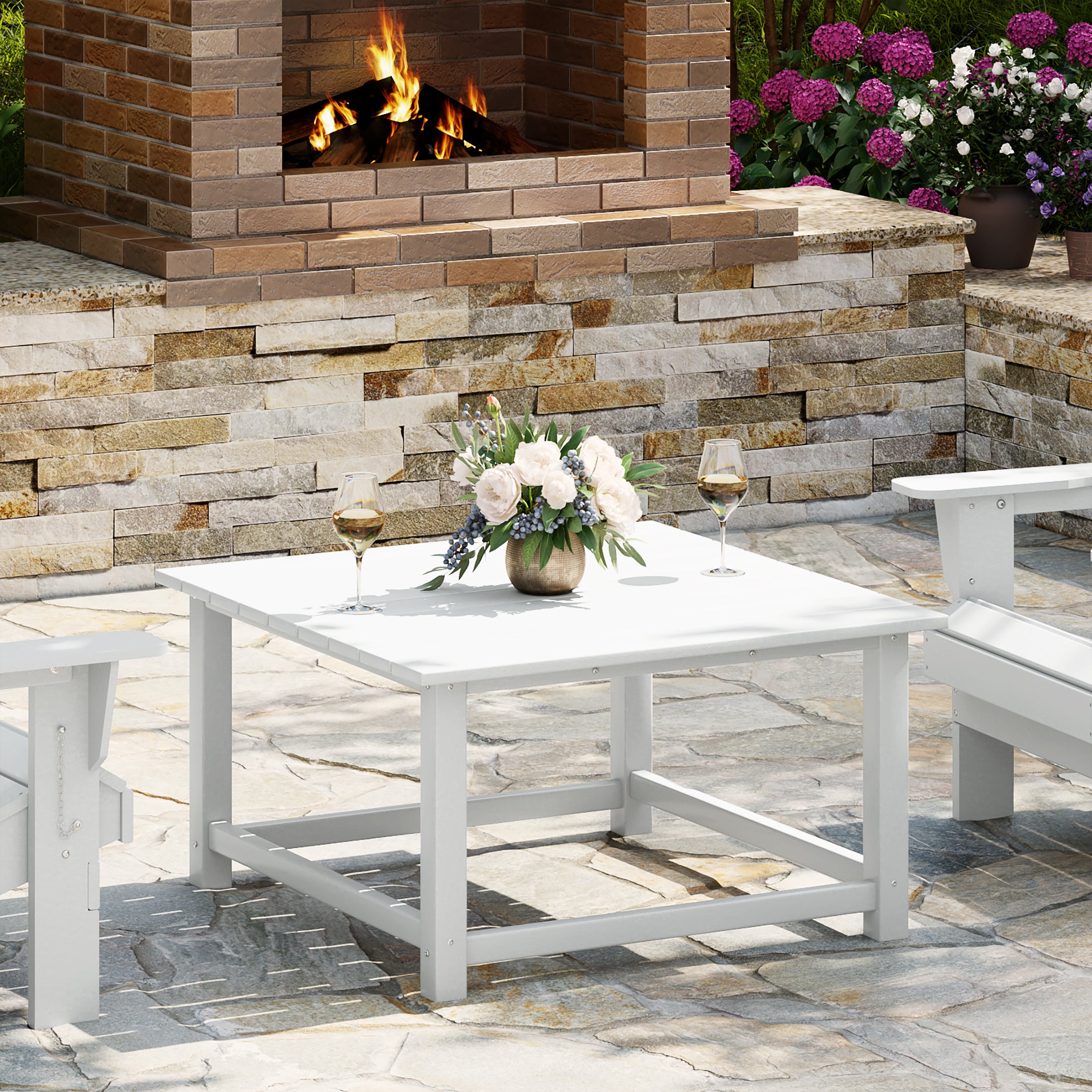 Paradise Low Outdoor HDPE Square Patio Coffee Table
