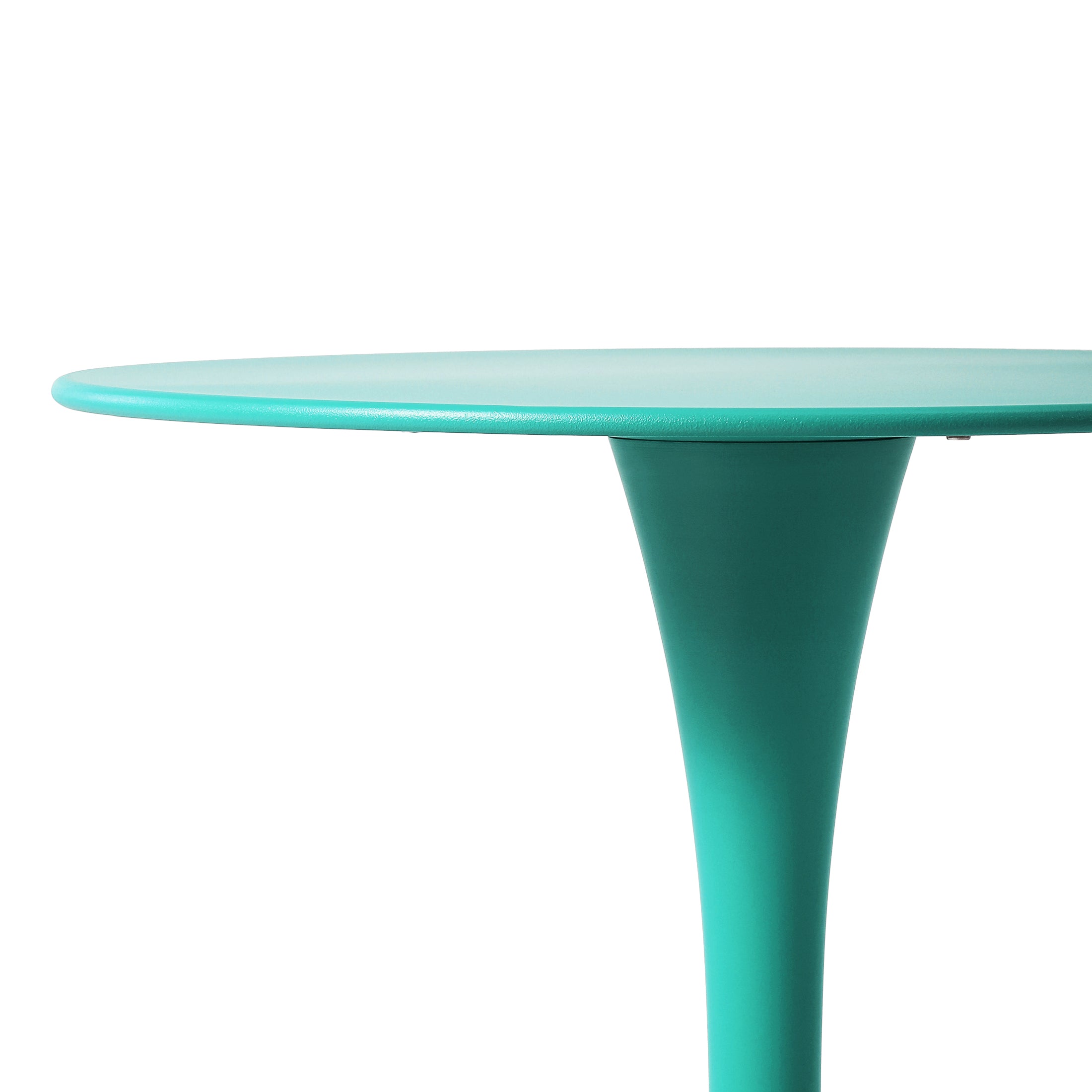 Sunshine 3-Piece Outdoor Round Metal Dining Table Set And Stackable Resin Patio Dining Side Chairs