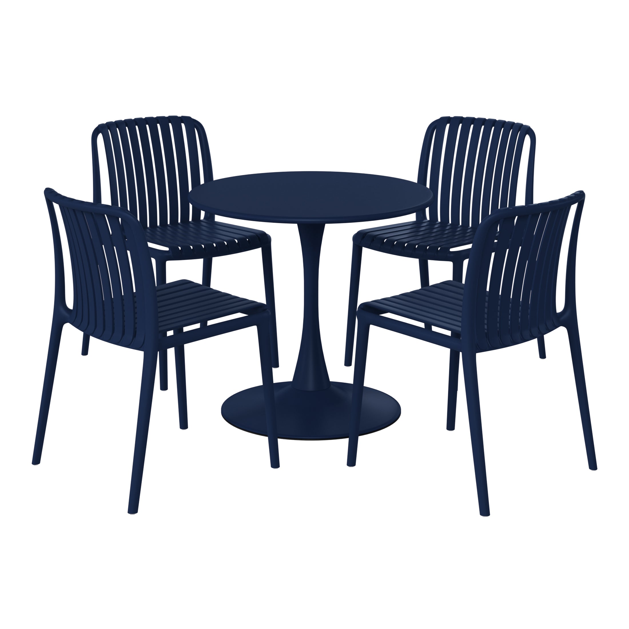 Sunshine 5-Piece Outdoor Metal Dining Table Set And Stackable Resin Patio Chairs